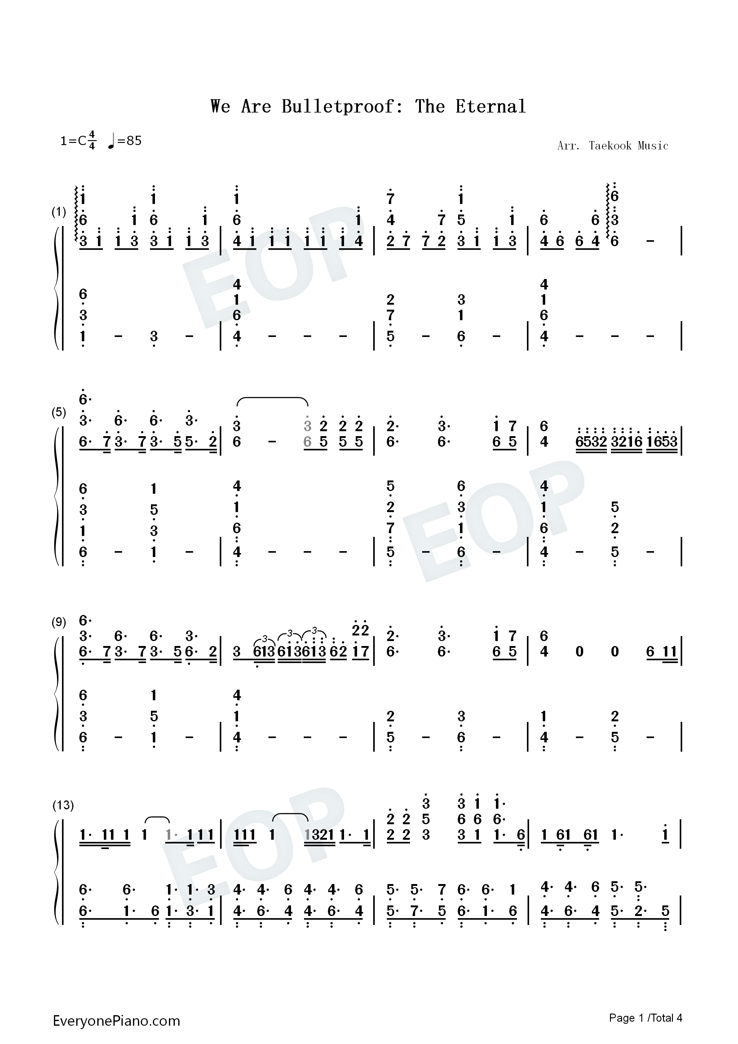 We_Are_Bulletproof_The_Eternal钢琴简谱_防弹少年团演唱