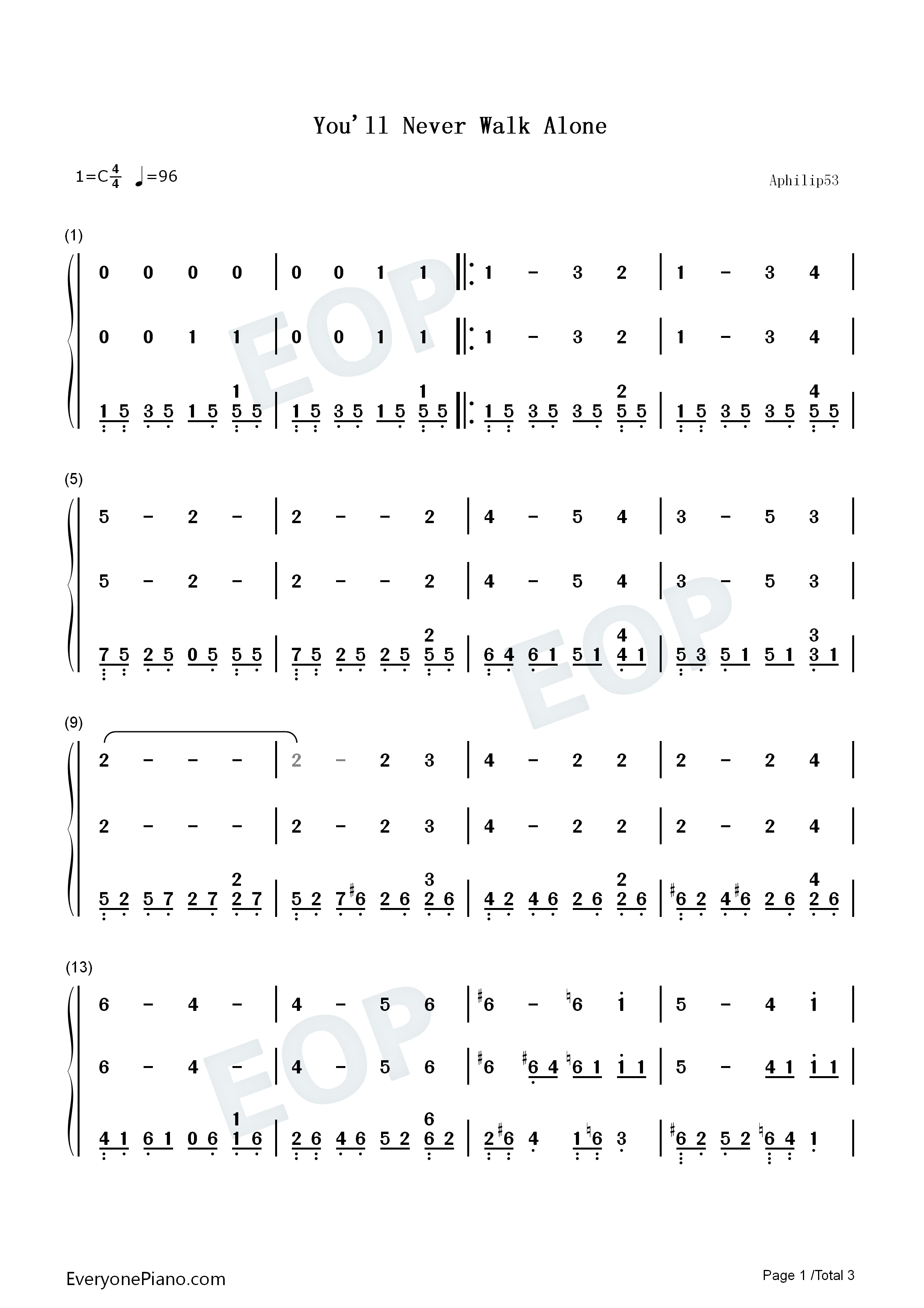 You'll_Never_Walk_Alone钢琴简谱_Rodgers_and_Hammerstein演唱