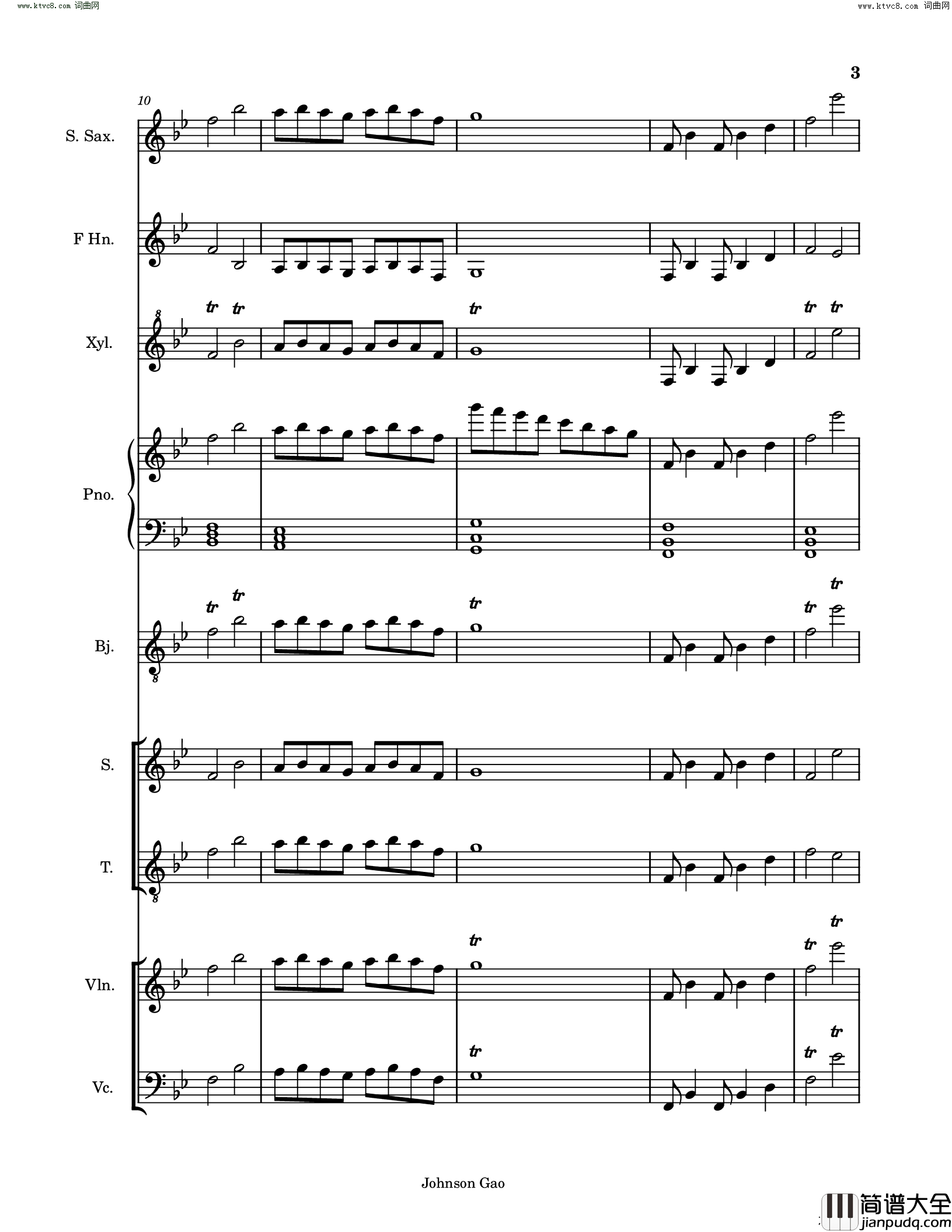 大海人生百字歌Sea_and_Life简谱_Johnson_Gao曲谱