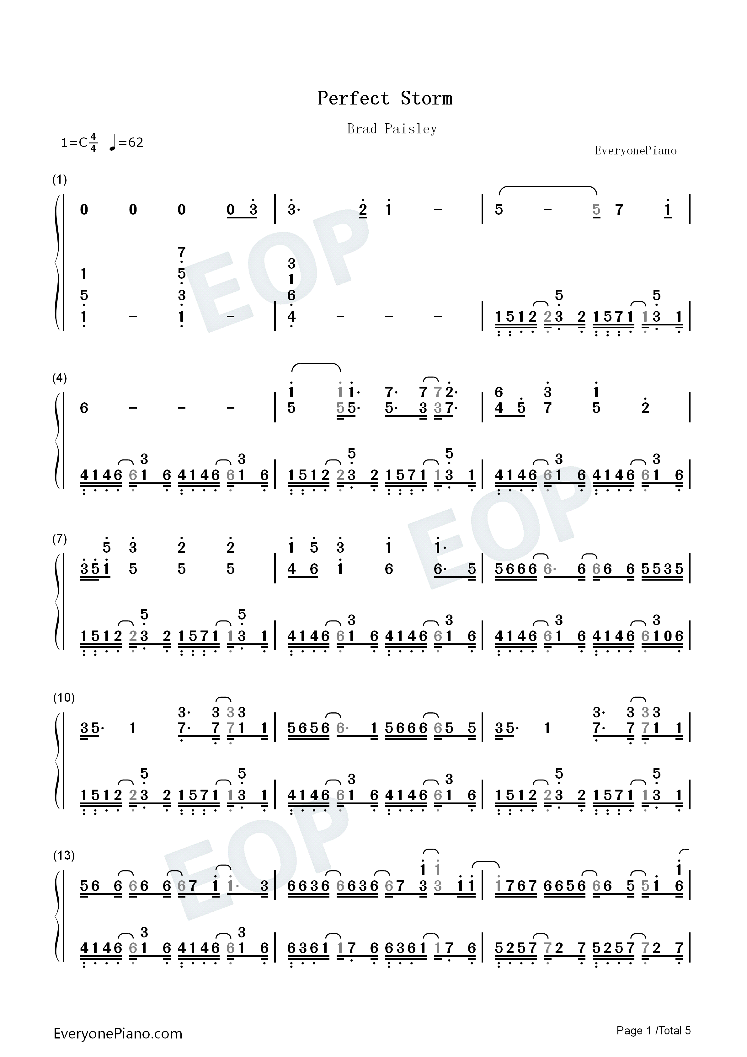 Perfect_Storm钢琴简谱_Brad_Paisley__布莱德·派斯里演唱