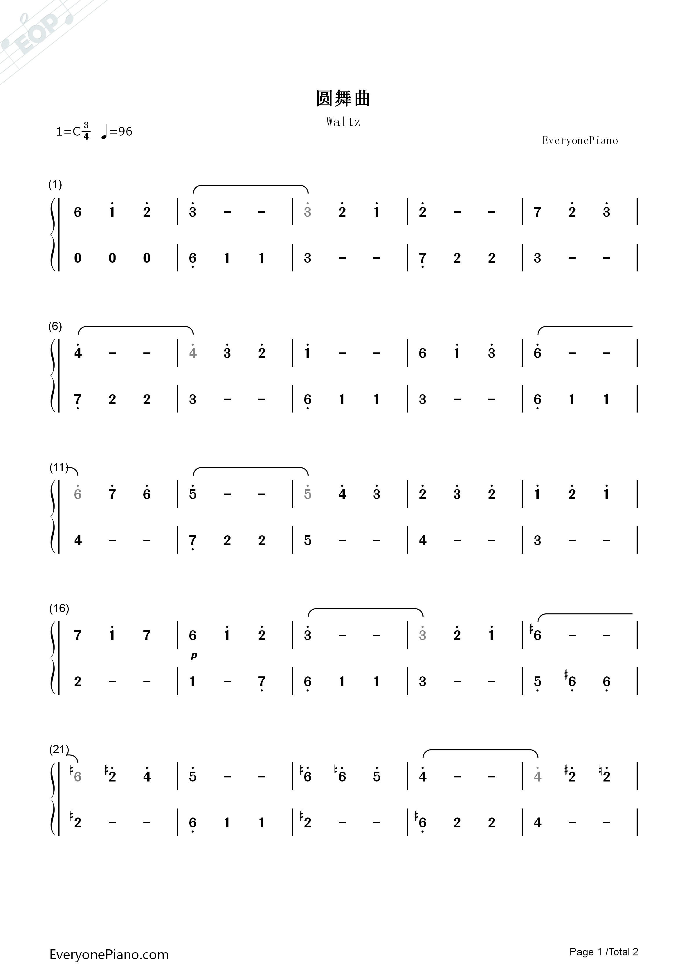 圆舞曲钢琴简谱_肖斯塔科维奇演唱