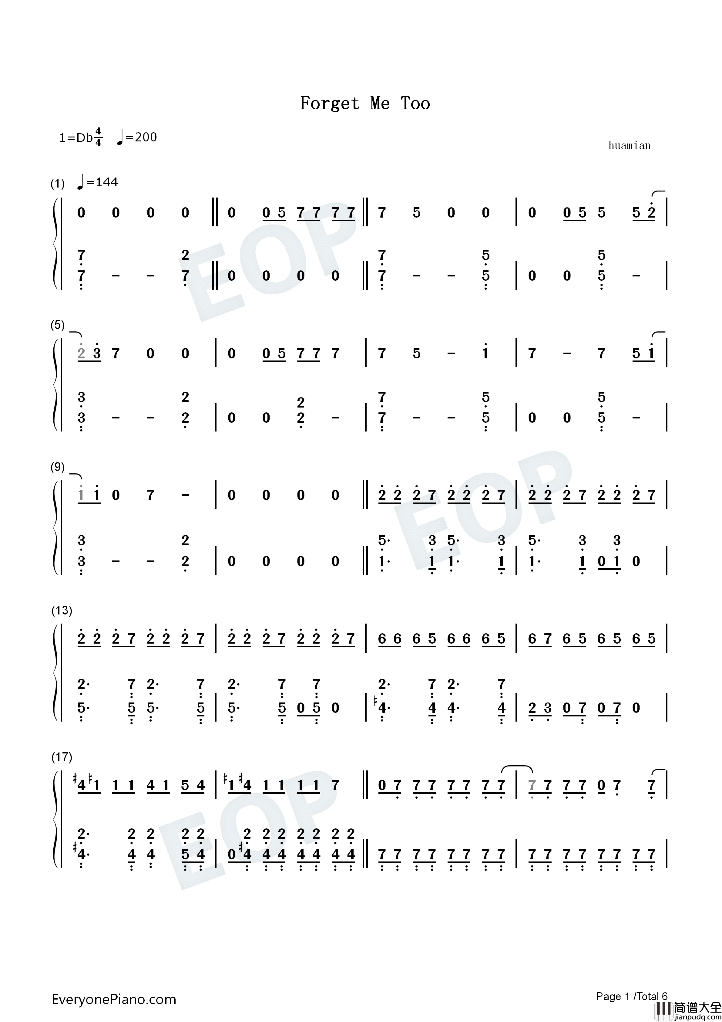 Forget_Me_Too钢琴简谱_Machine_Gun_Kelly_Halsey演唱