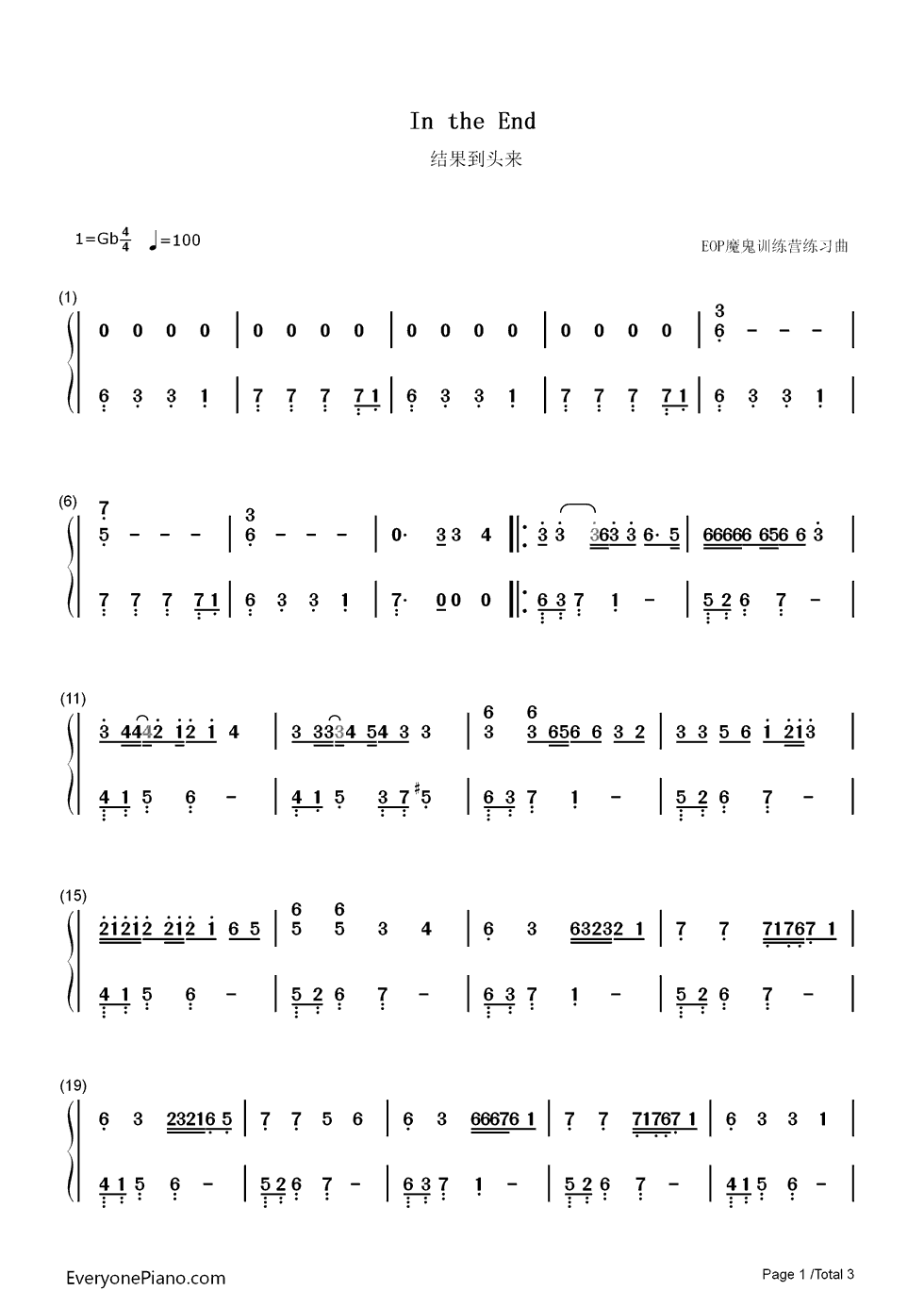 In_the_End钢琴简谱_Linkin_Park__林肯公园演唱