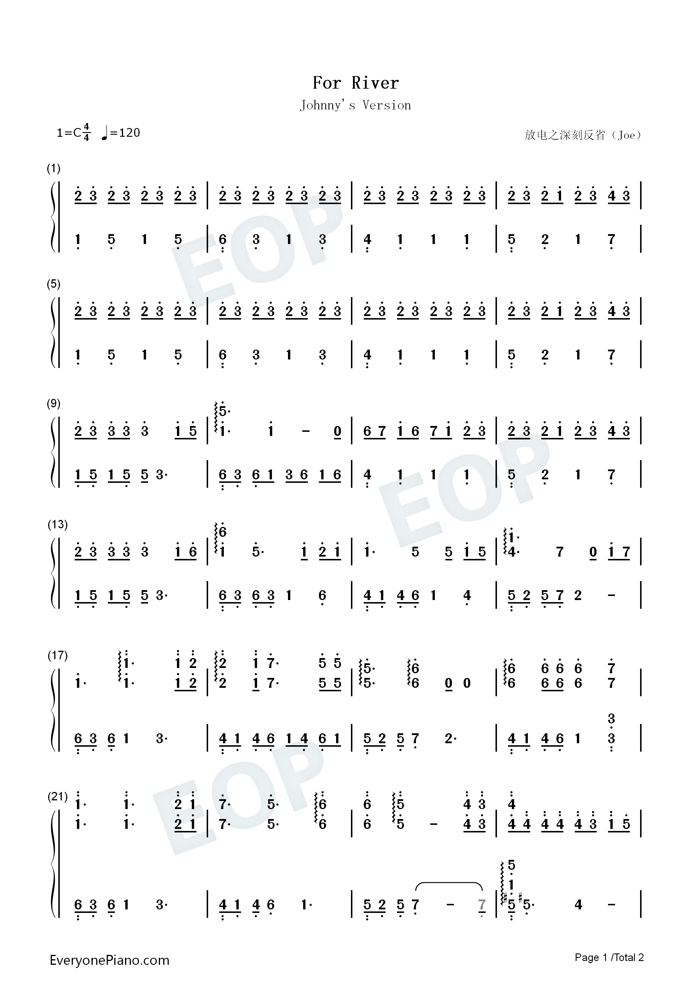 For_River钢琴简谱_Freebird_Games演唱
