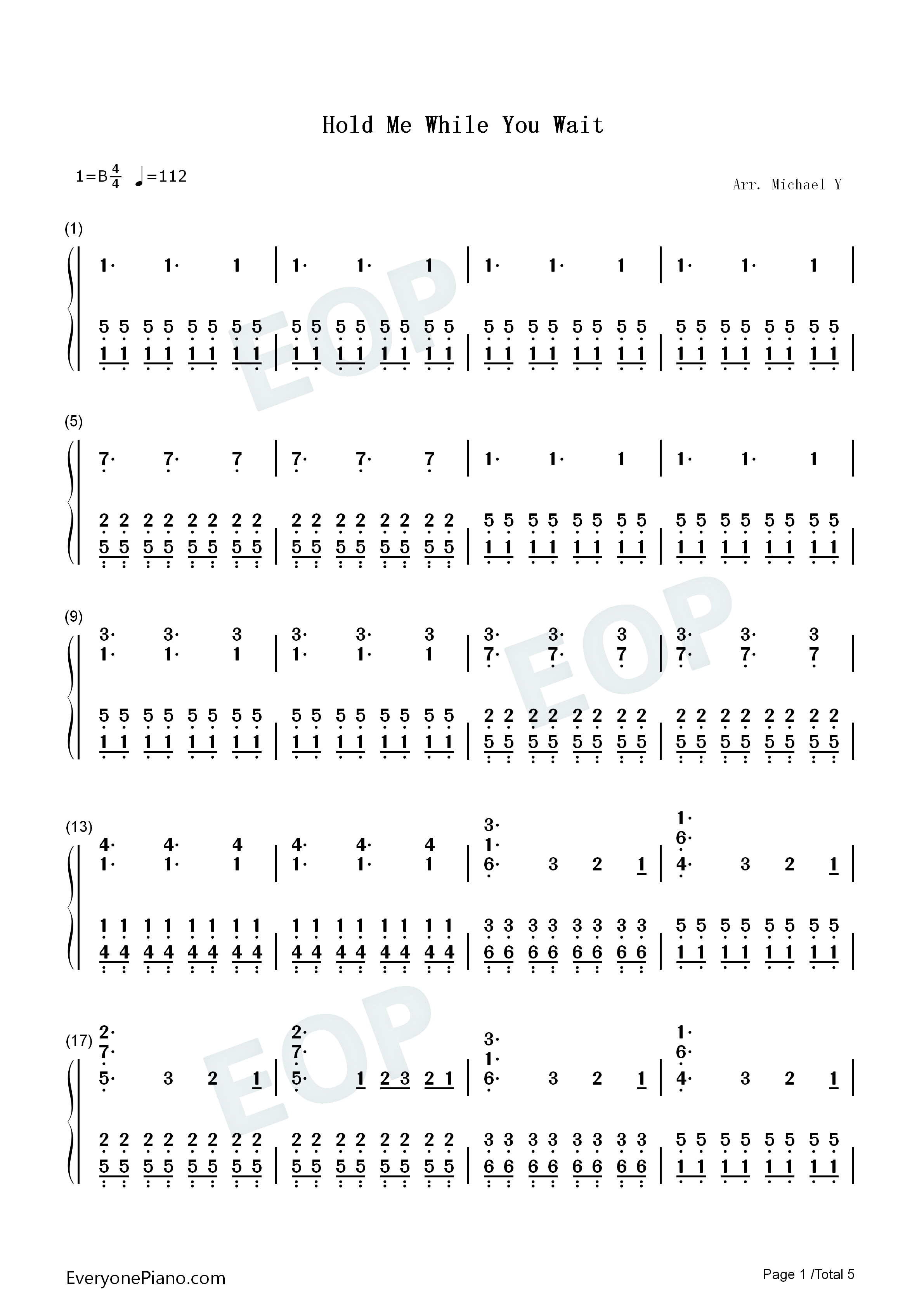 Hold_Me_While_You_Wait钢琴简谱_Lewis_Capaldi演唱