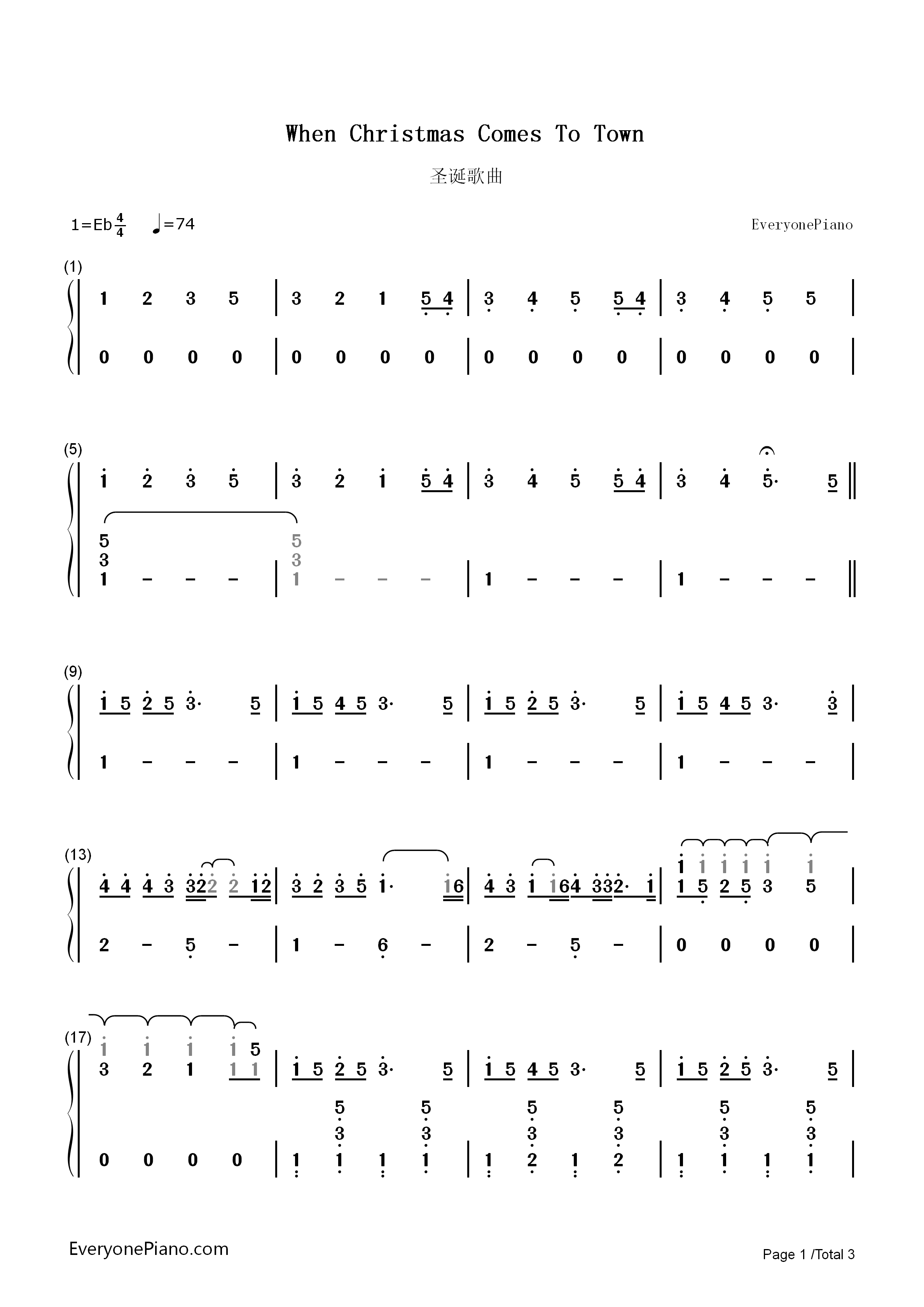 When_Christmas_Comes_To_Town钢琴简谱_Matthew_Hall__Meagan_Moore演唱