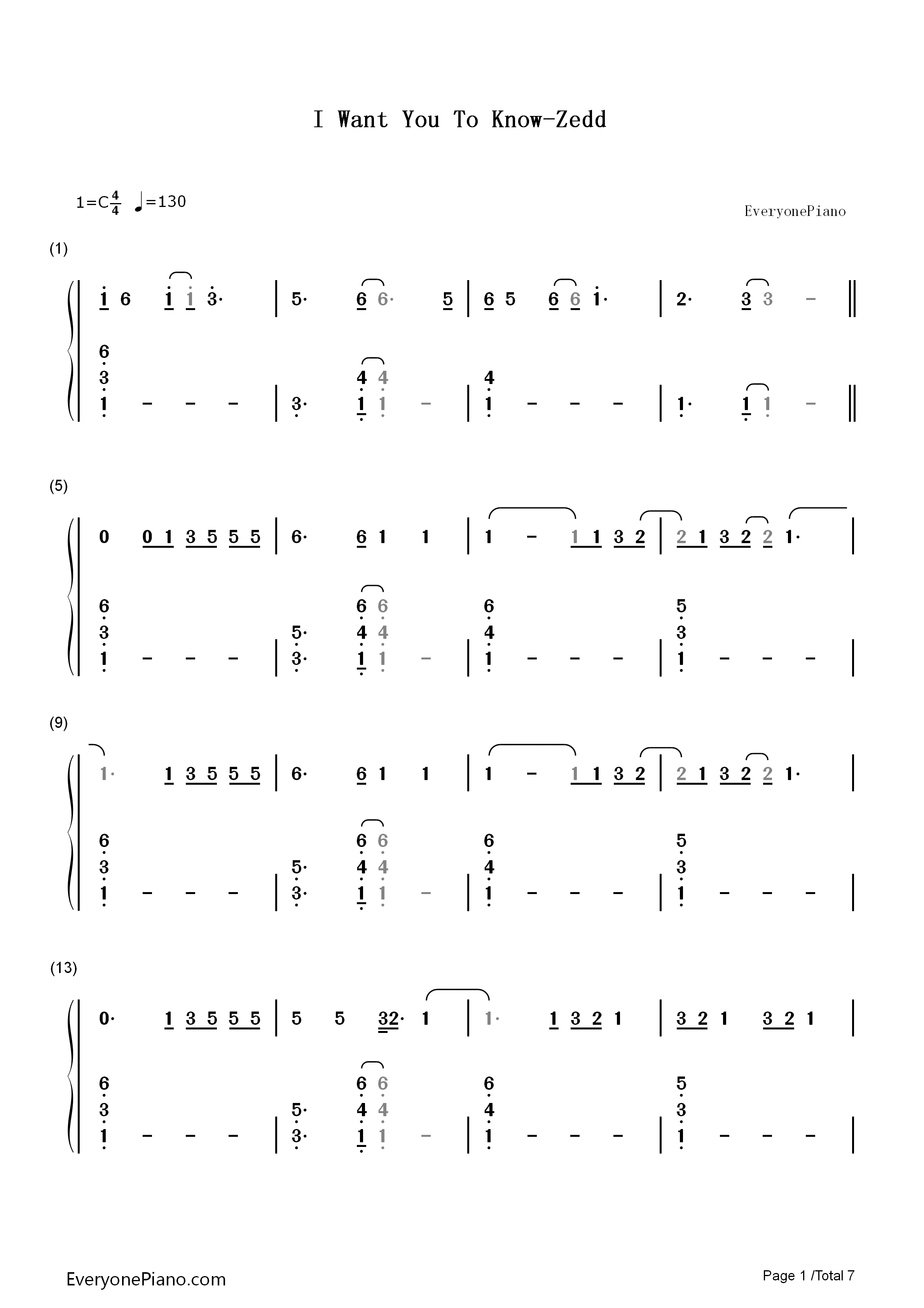 I_Want_You_to_Know钢琴简谱_Zedd演唱