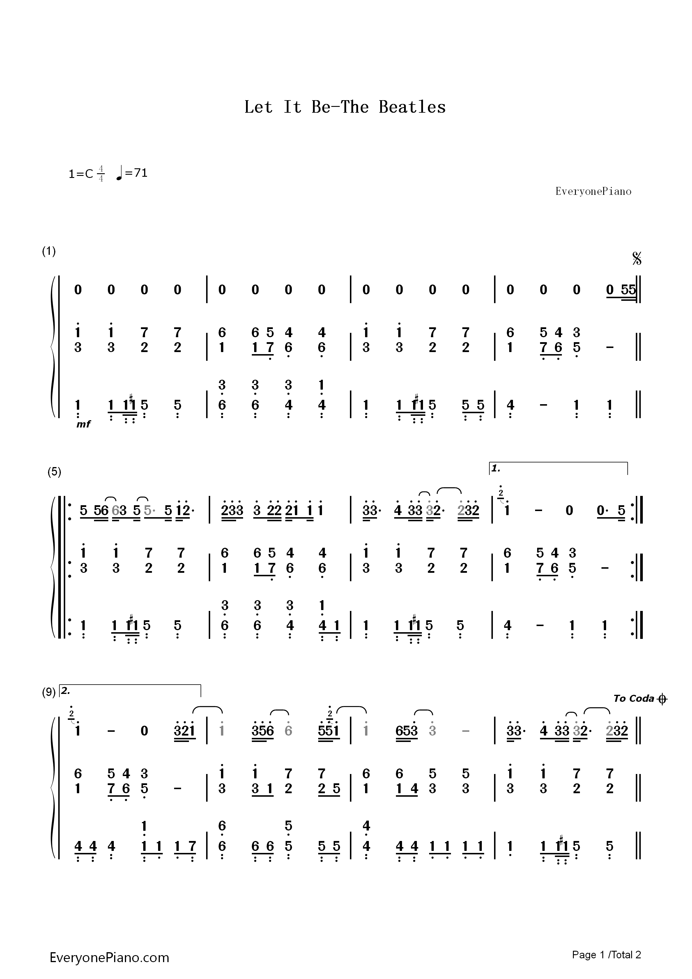 Let_It_Be钢琴简谱_The_Beatles演唱