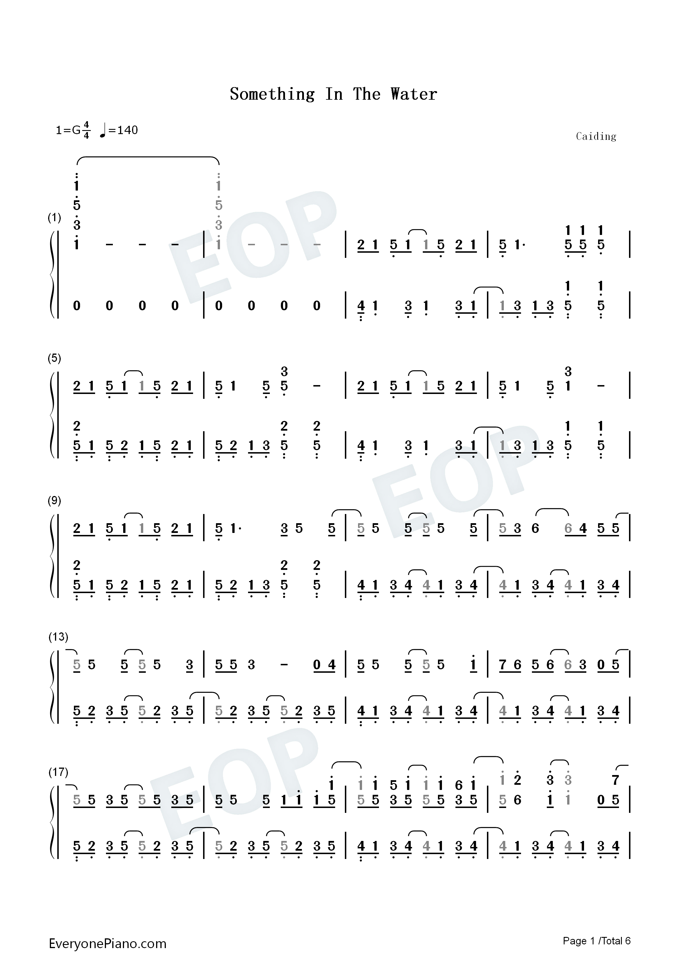 Something_in_the_Water钢琴简谱_Carrie_Underwood演唱