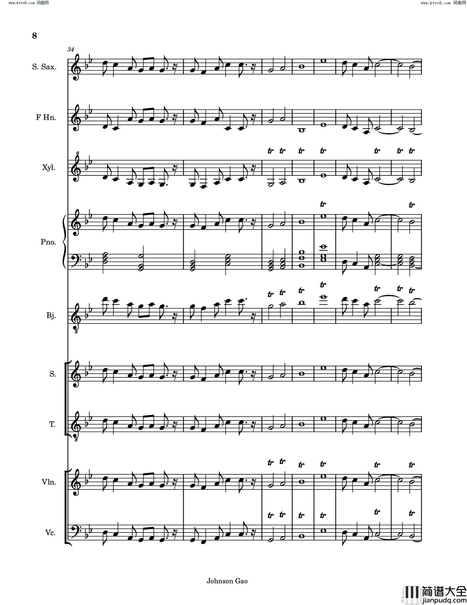 大海人生百字歌Sea_and_Life简谱_Johnson_Gao曲谱