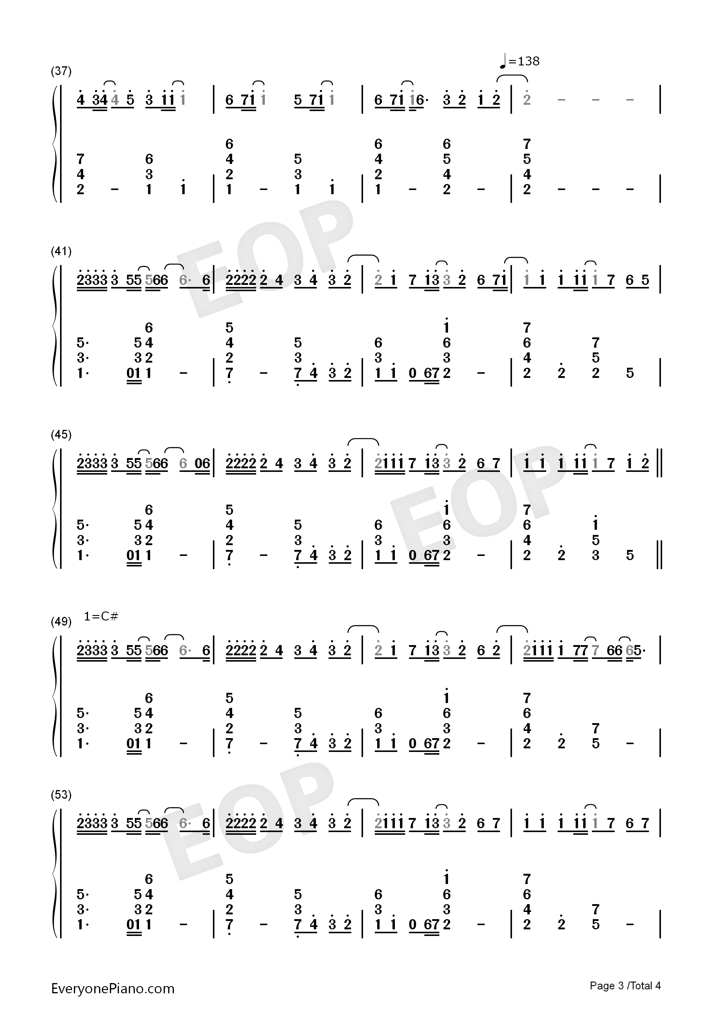 此情永不移(nothing_is_gonna_change_my_love_for_you钢琴简谱_George_Benson__方大同演唱