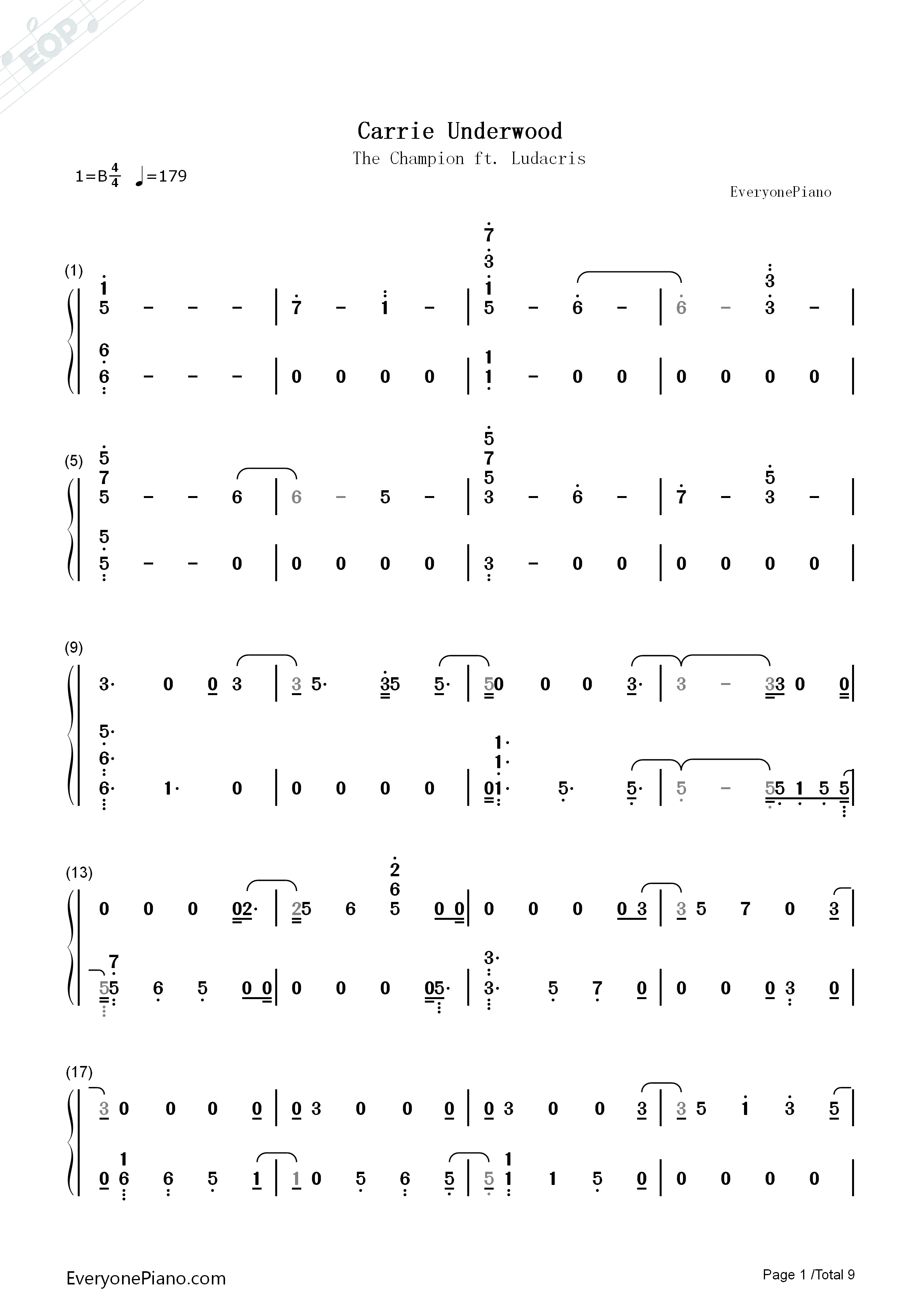 The_Champion钢琴简谱_Carrie_Underwood_Ludacris演唱
