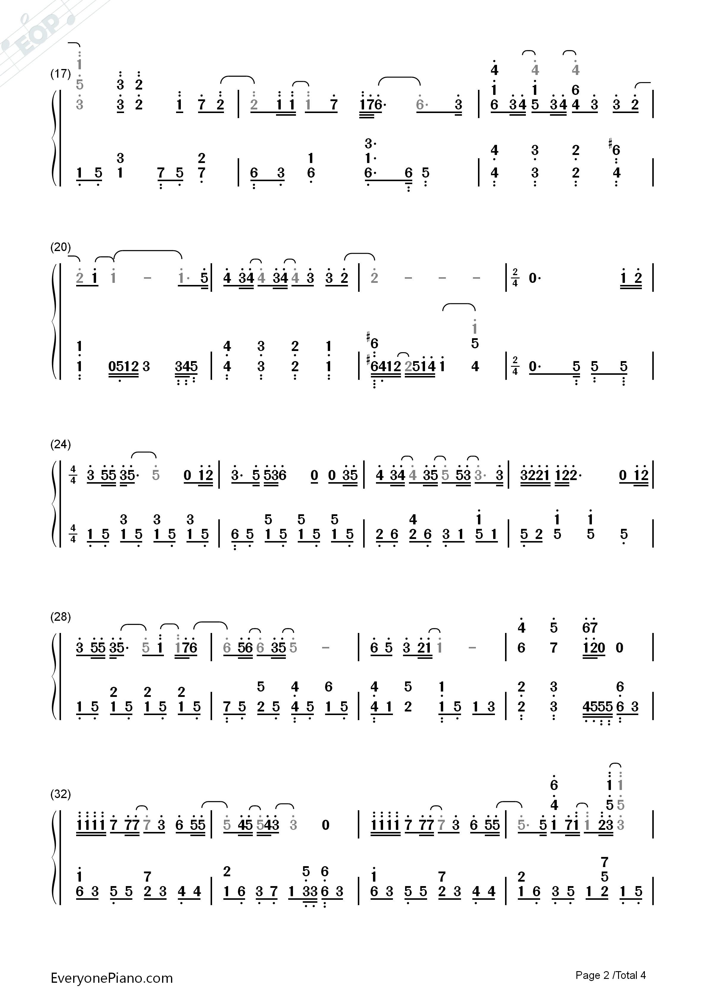 There_You'll_Be钢琴简谱_Faith_Hill__费丝希尔演唱