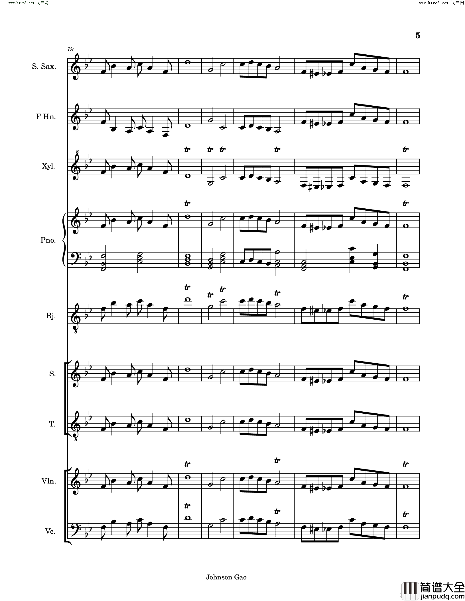 大海人生百字歌Sea_and_Life简谱_Johnson_Gao曲谱