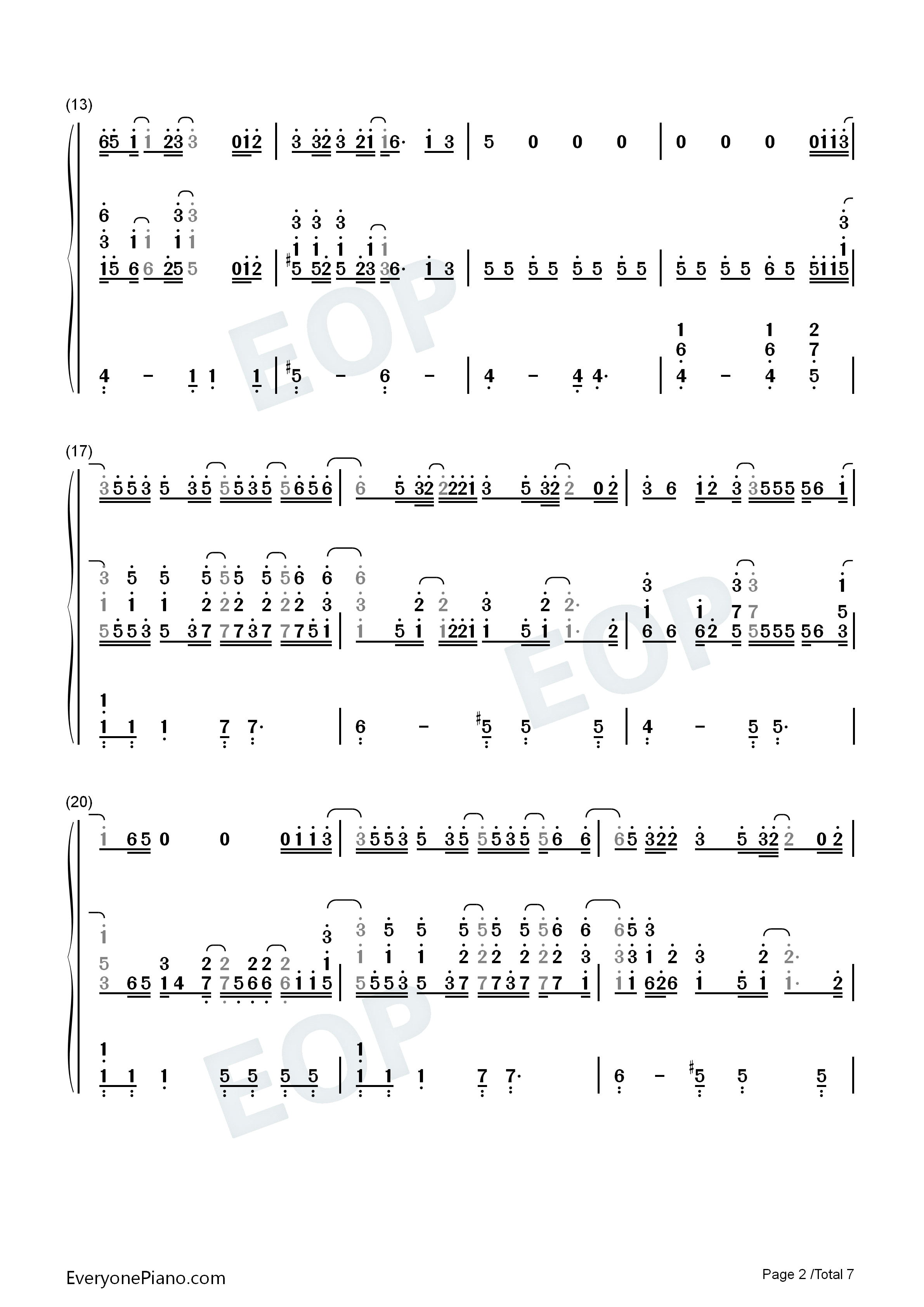 Free_Loop欧美经典钢琴简谱_丹尼尔·波特__Daniel_Richard_Powter演唱