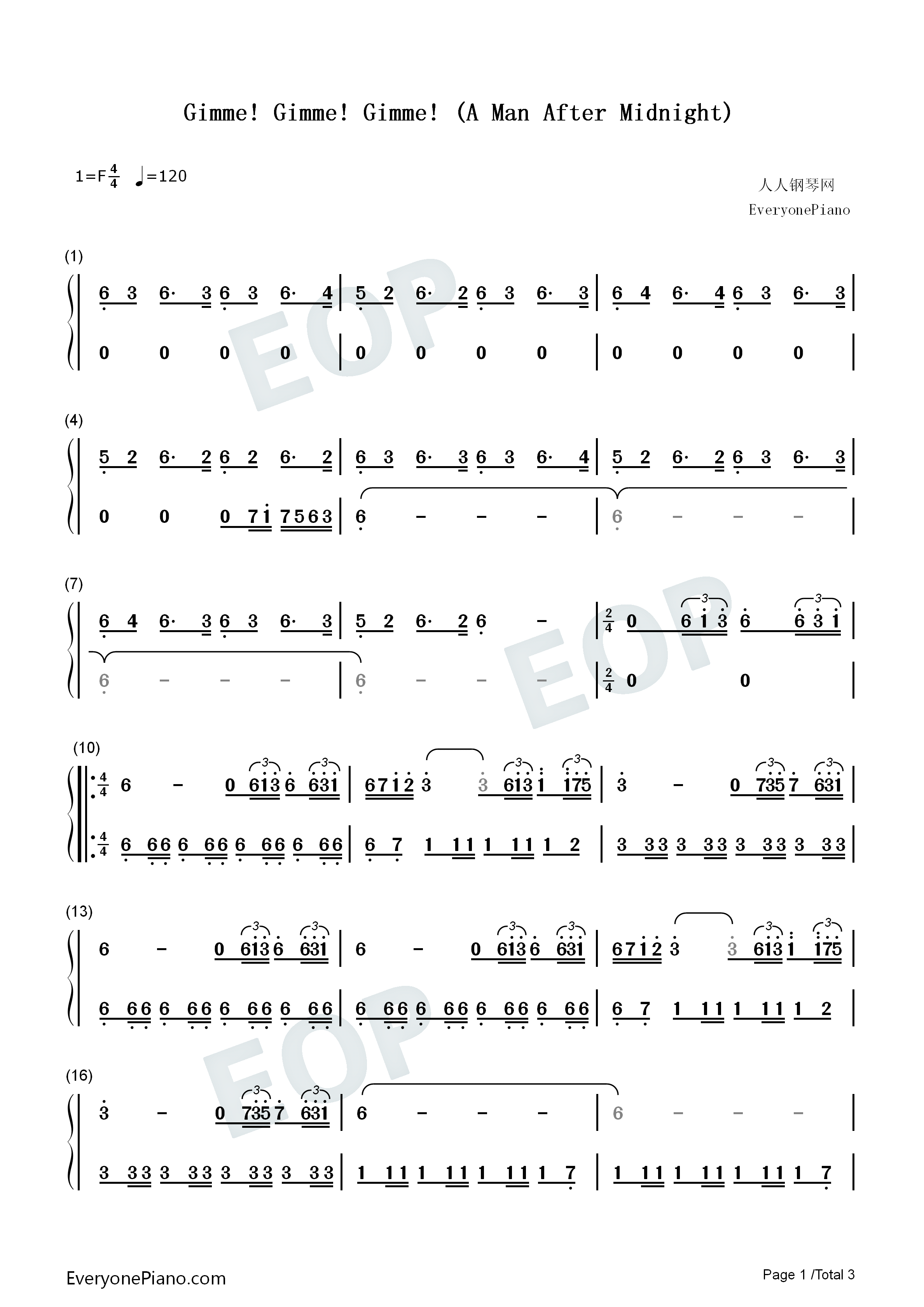 Gimme!_Gimme!_Gimme!_(A_Man_After_Midnight)钢琴简谱_Cher_ABBA演唱