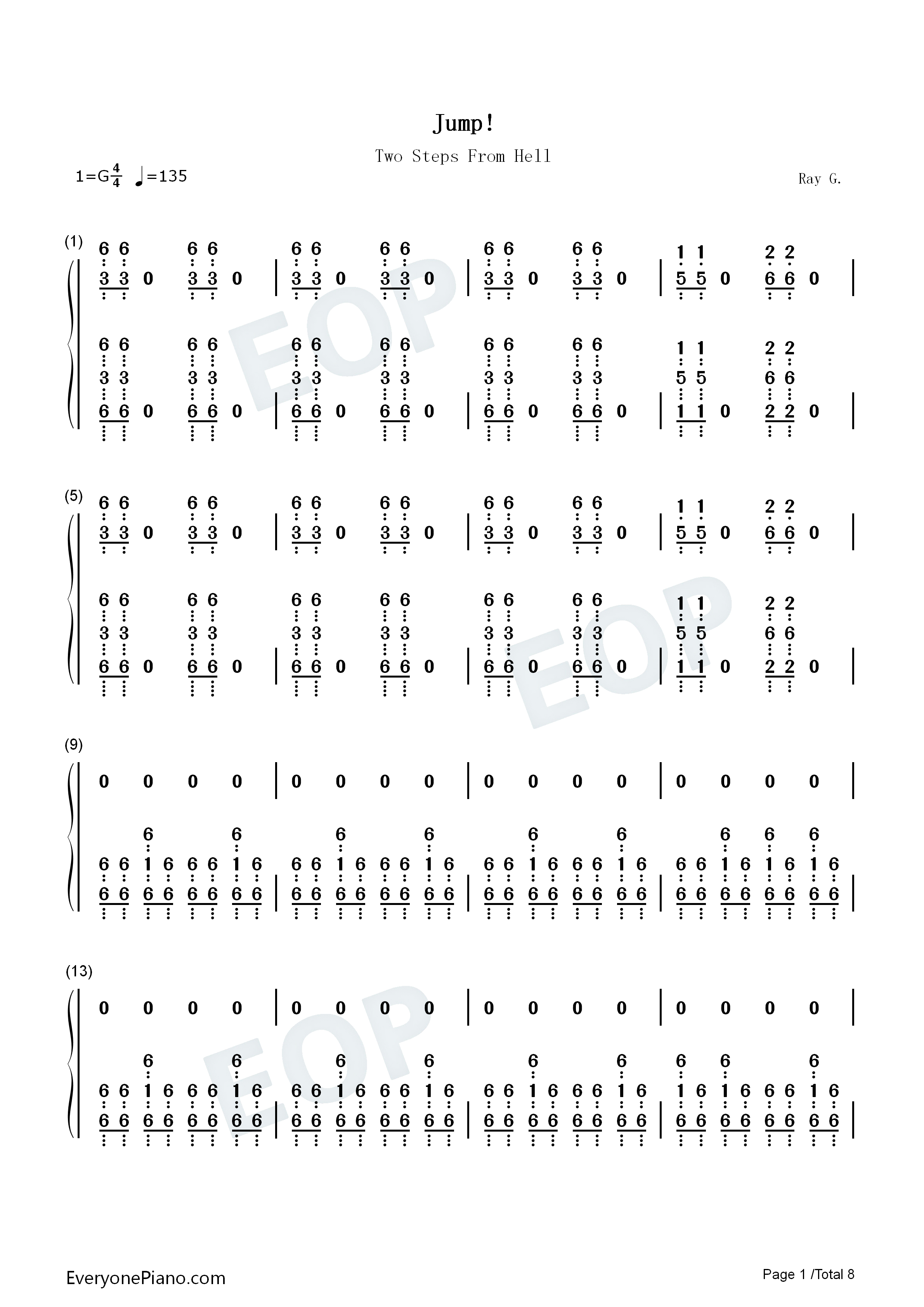 Jump钢琴简谱_Two_Steps_From_Hell演唱