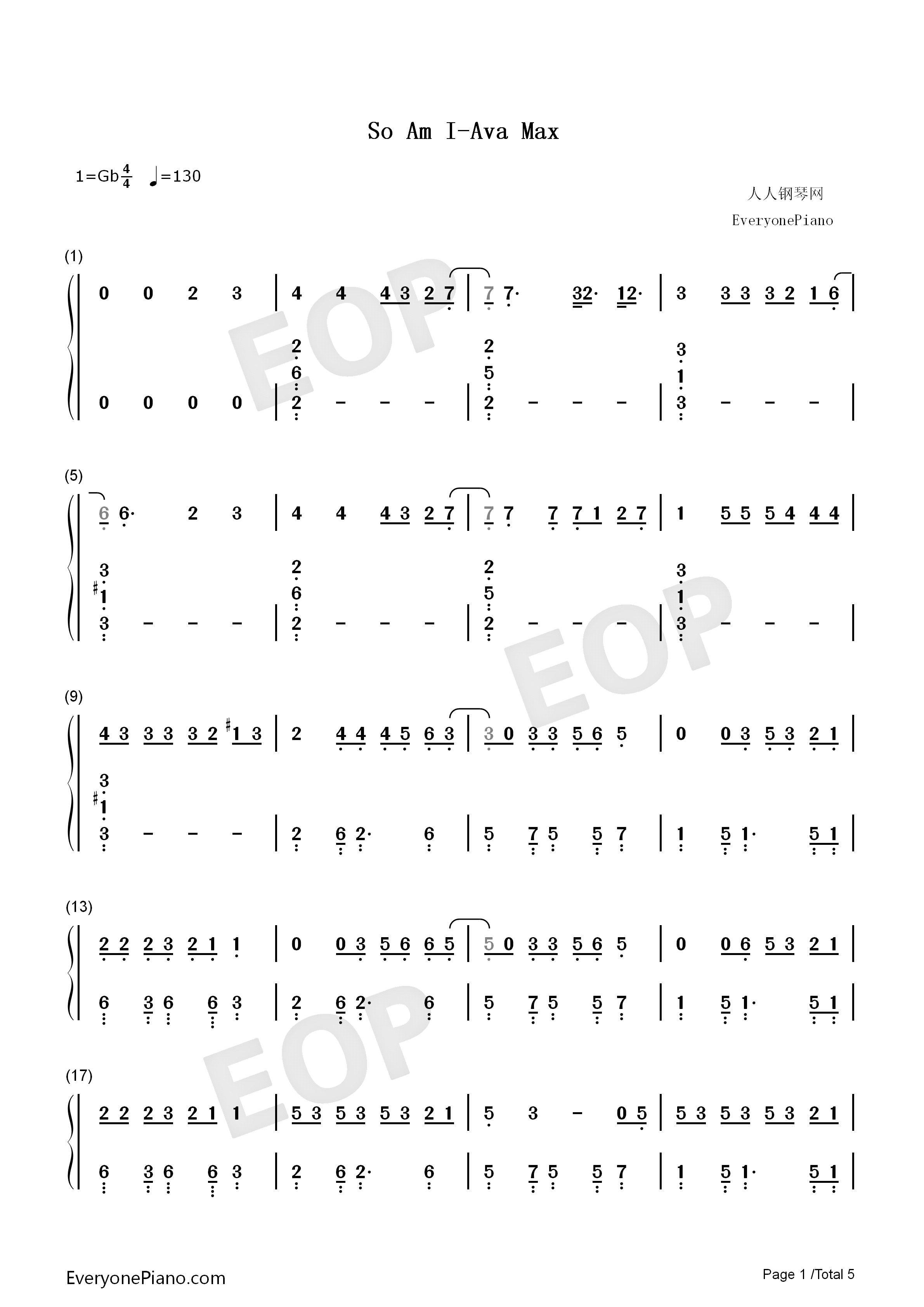 So_Am_I钢琴简谱_Ava_Max演唱