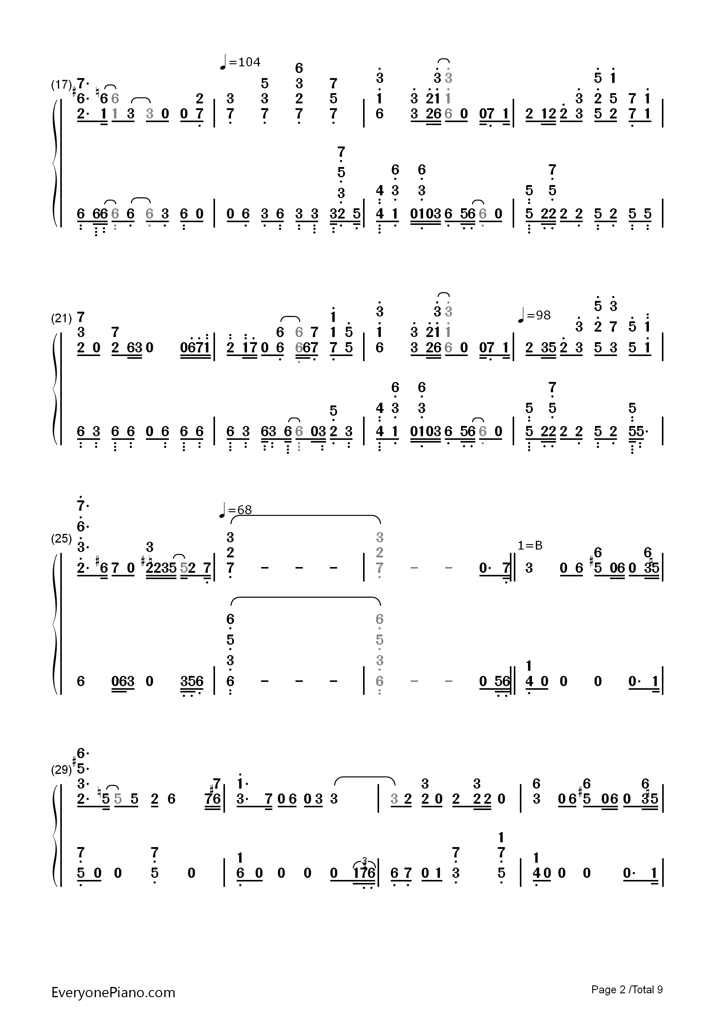 鸟之诗钢琴简谱_Lia演唱