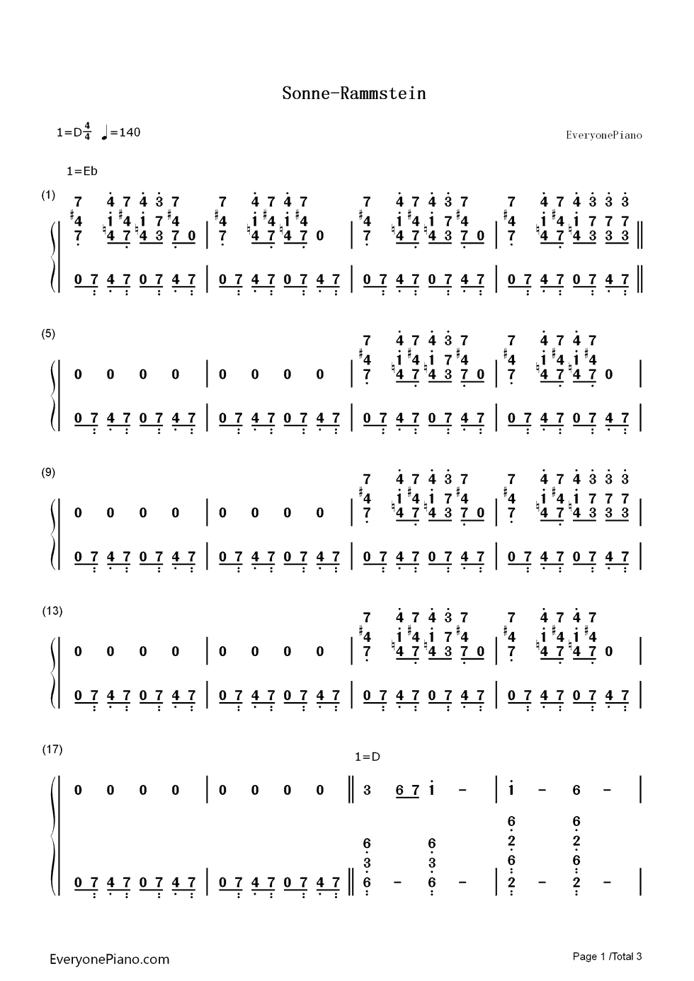 Sonne钢琴简谱_Rammstein演唱