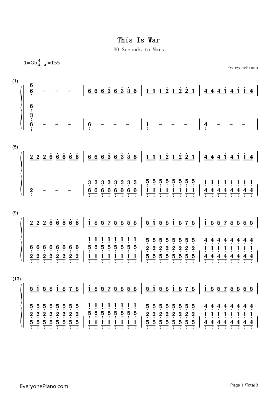 This_Is_War钢琴简谱_30_Seconds_to_Mars演唱