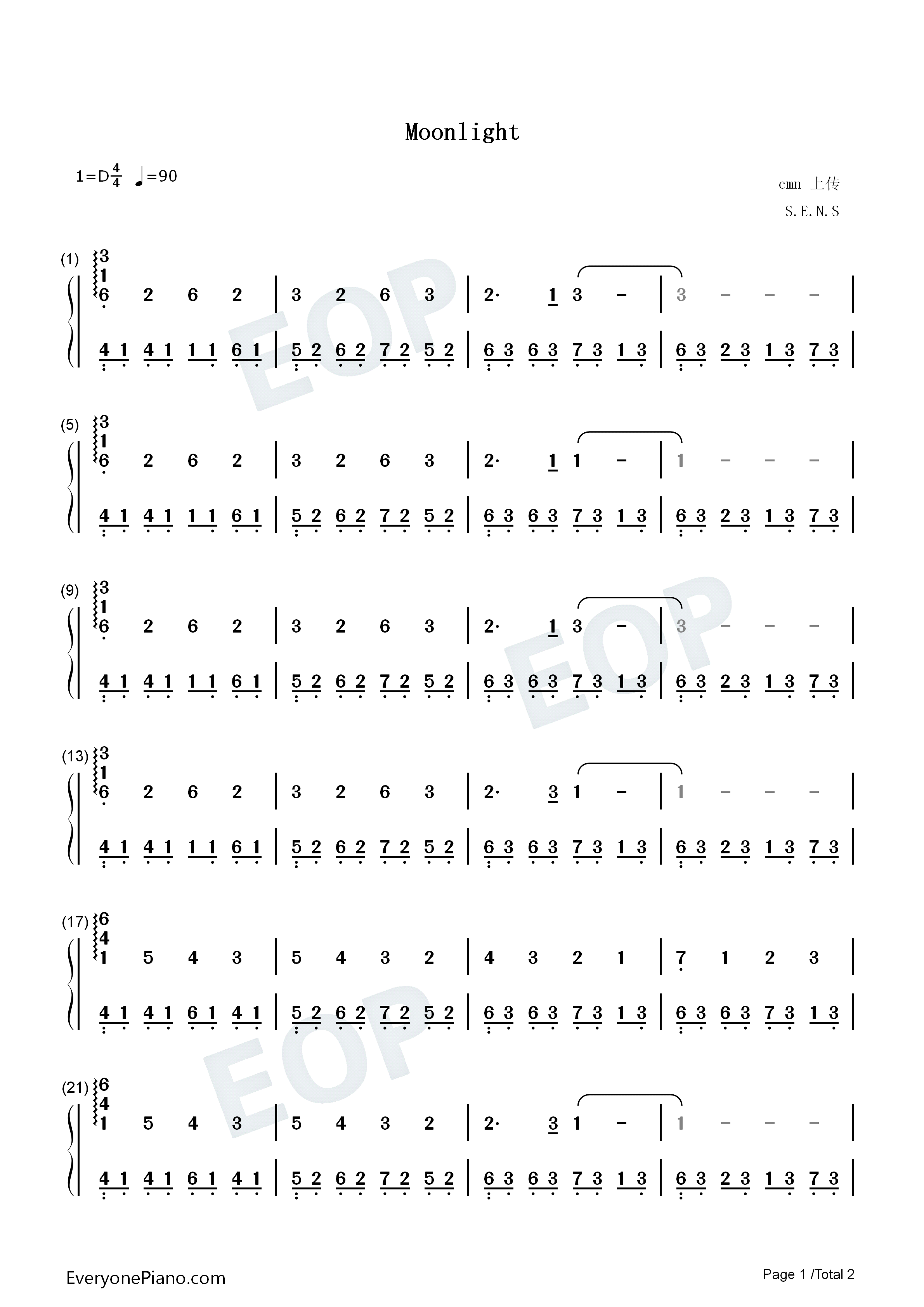 Moonlight钢琴简谱_胜木ゆかり(S.E.N.S.)演唱