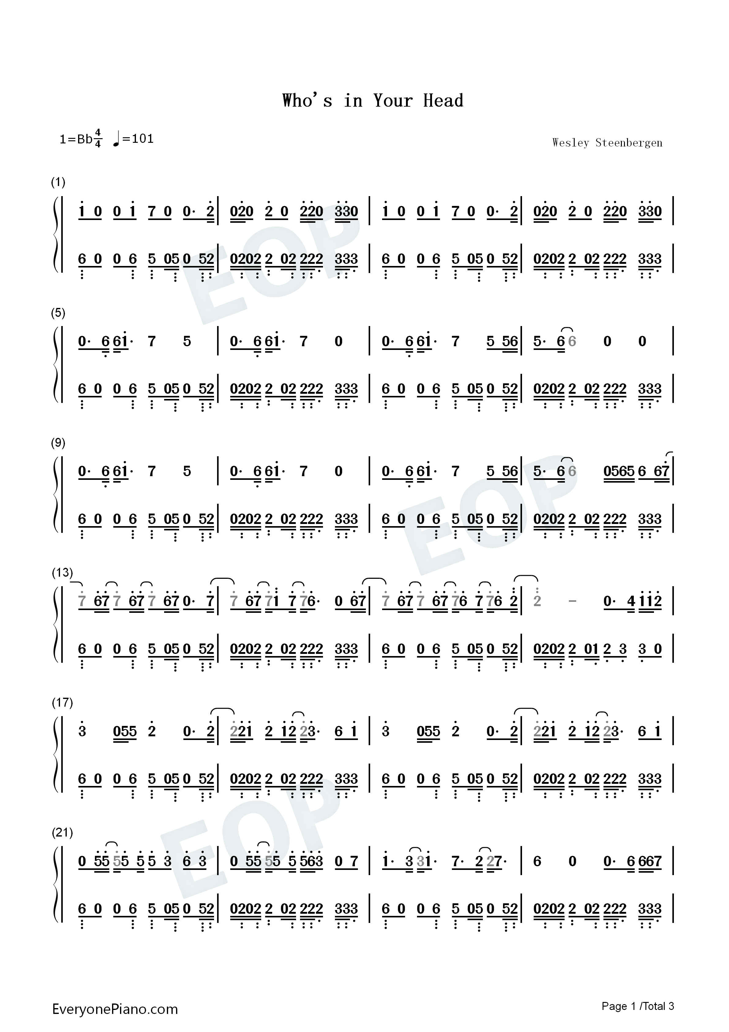 Whos_in_Your_Head钢琴简谱_Jonas_Brothers演唱
