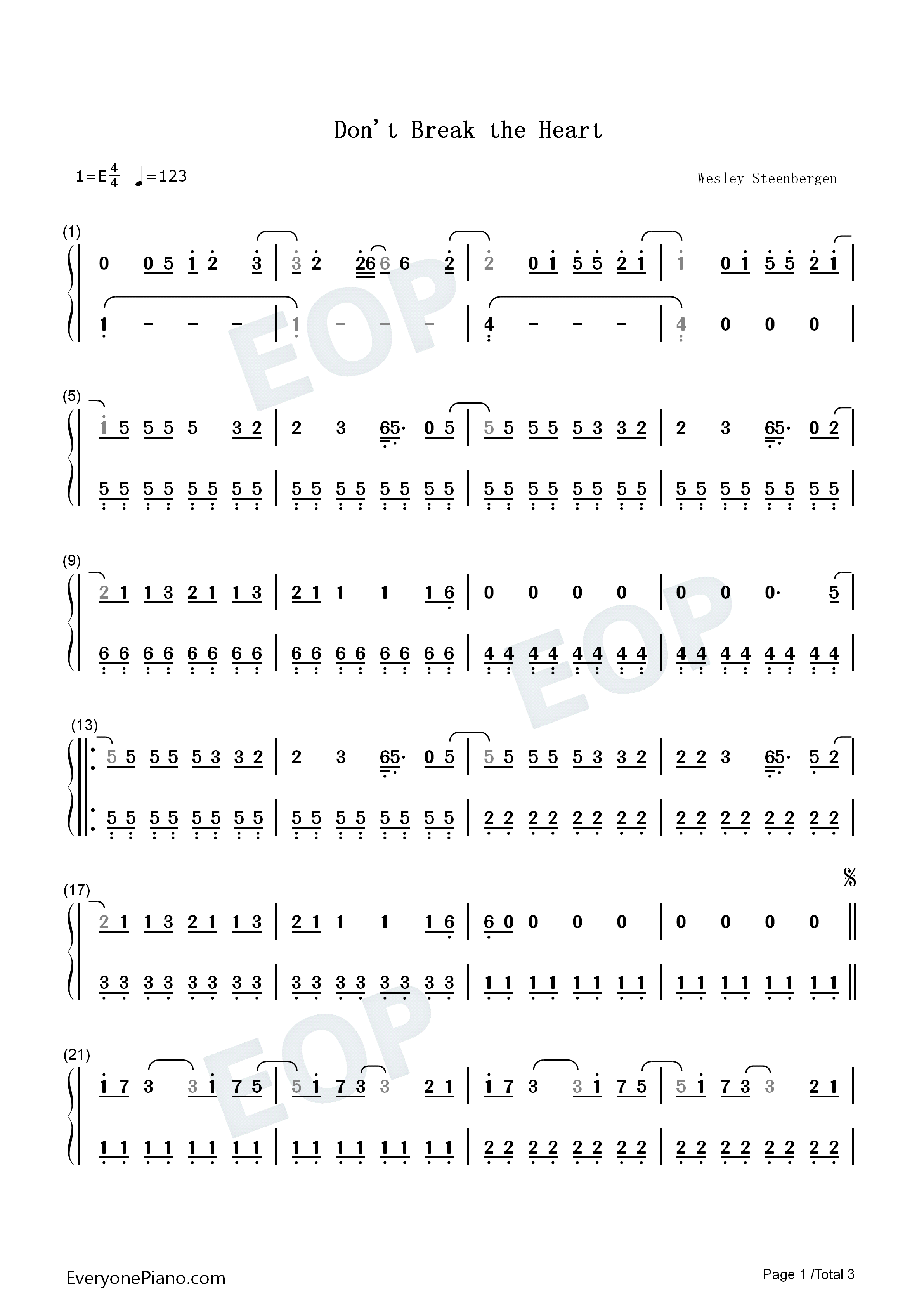 Dont_Break_the_Heart钢琴简谱_Tom_Grennan演唱