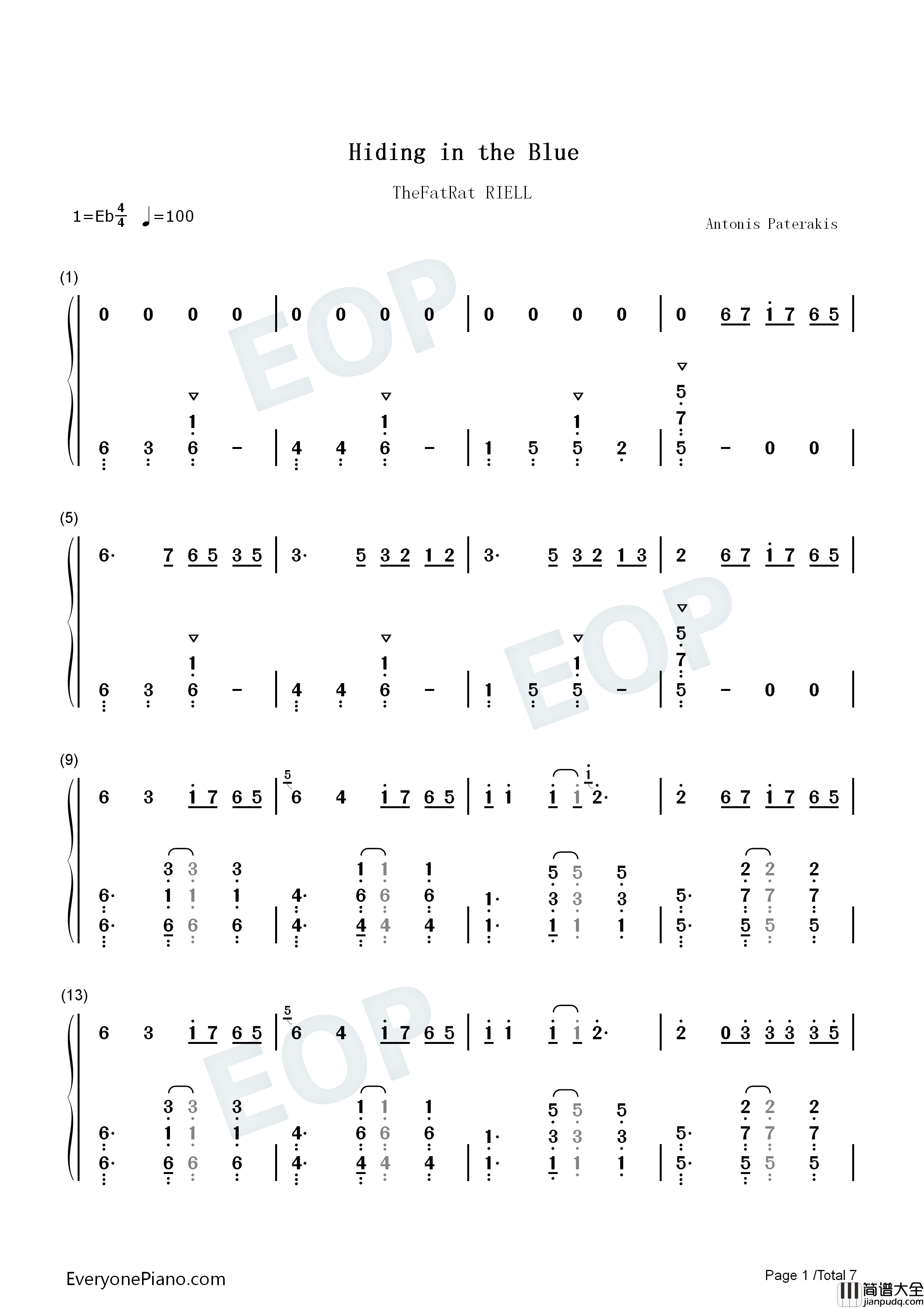 Hiding_In_The_Blue钢琴简谱_TheFatRat_RIELL演唱