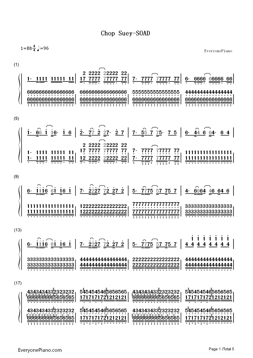 Chop_Suey钢琴简谱_System_of_a_Down演唱