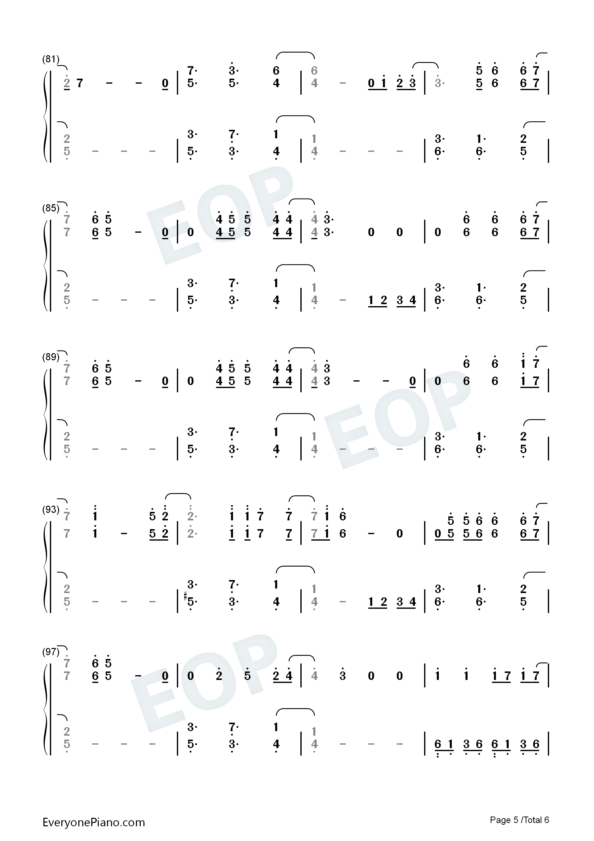 Everything_I_Wanted钢琴简谱_Billie_Eilish演唱