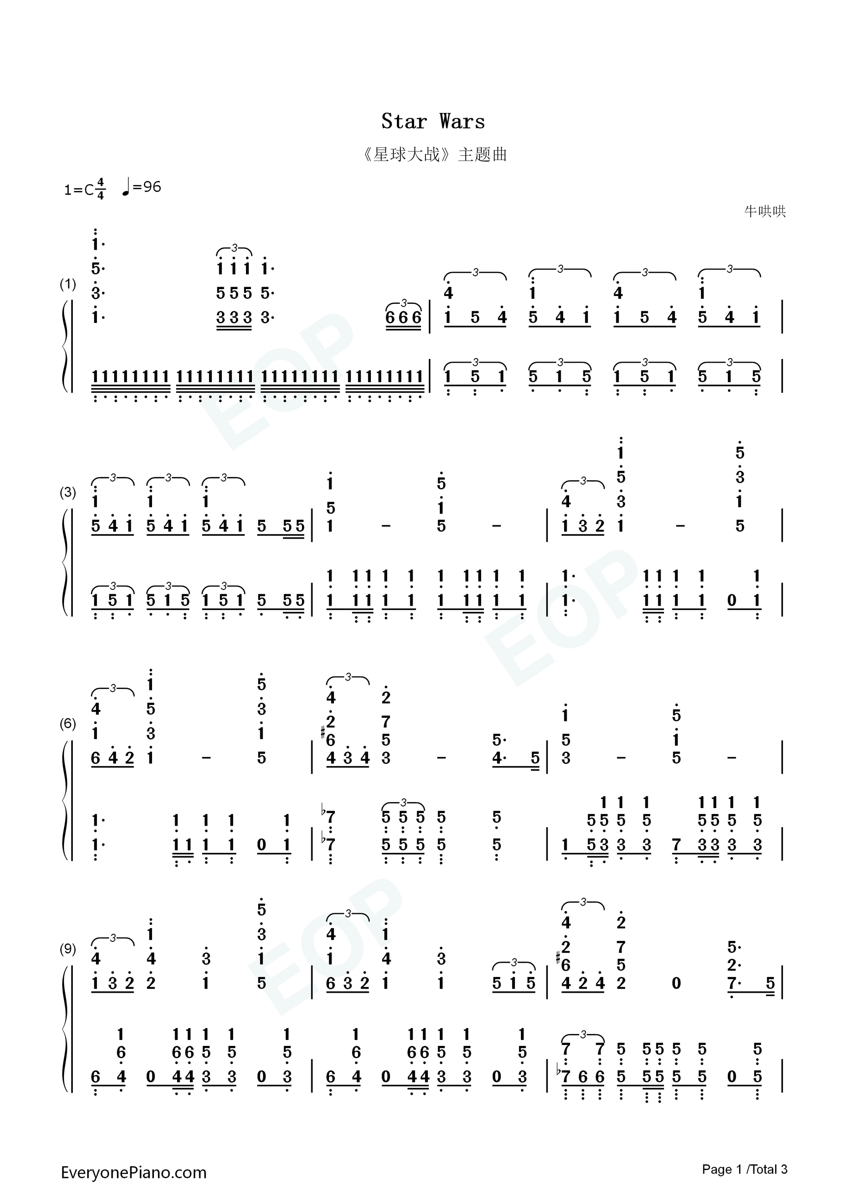 Star_Wars钢琴简谱_John_Williams演唱