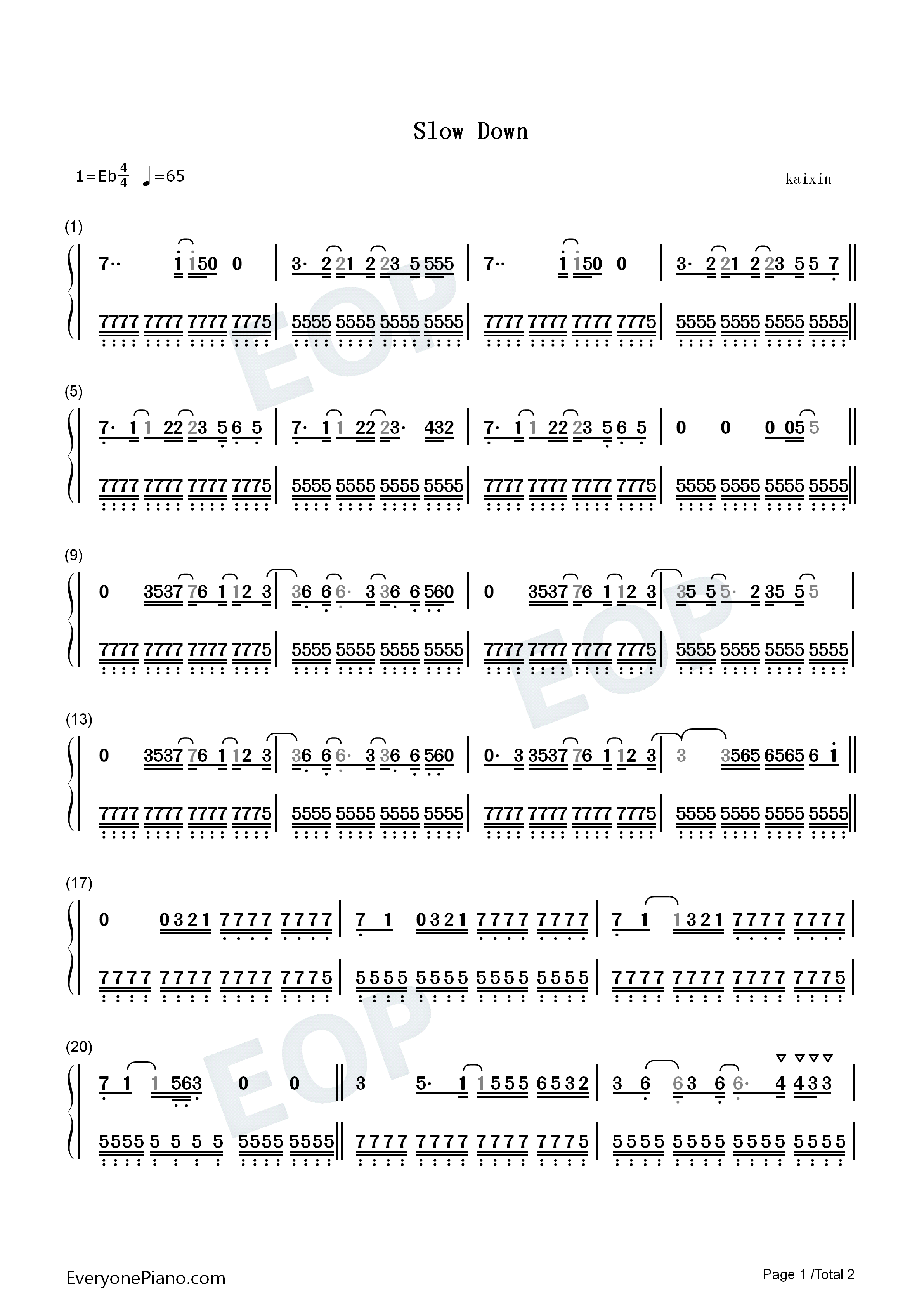 Slow_Down钢琴简谱_Why_Don't_We演唱