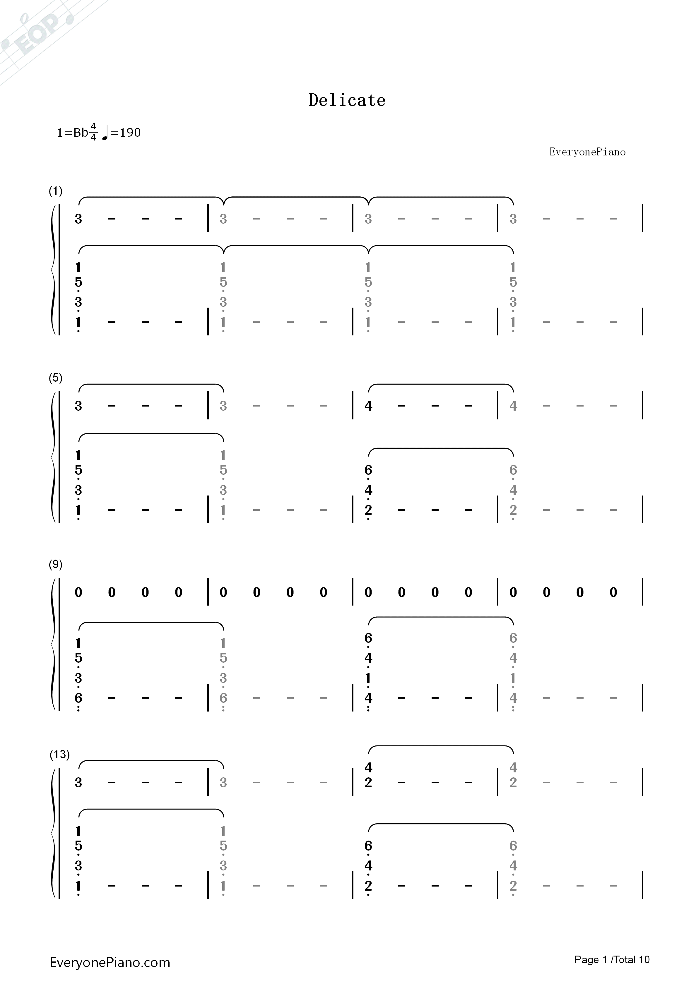 Delicate钢琴简谱_Taylor_Swift演唱