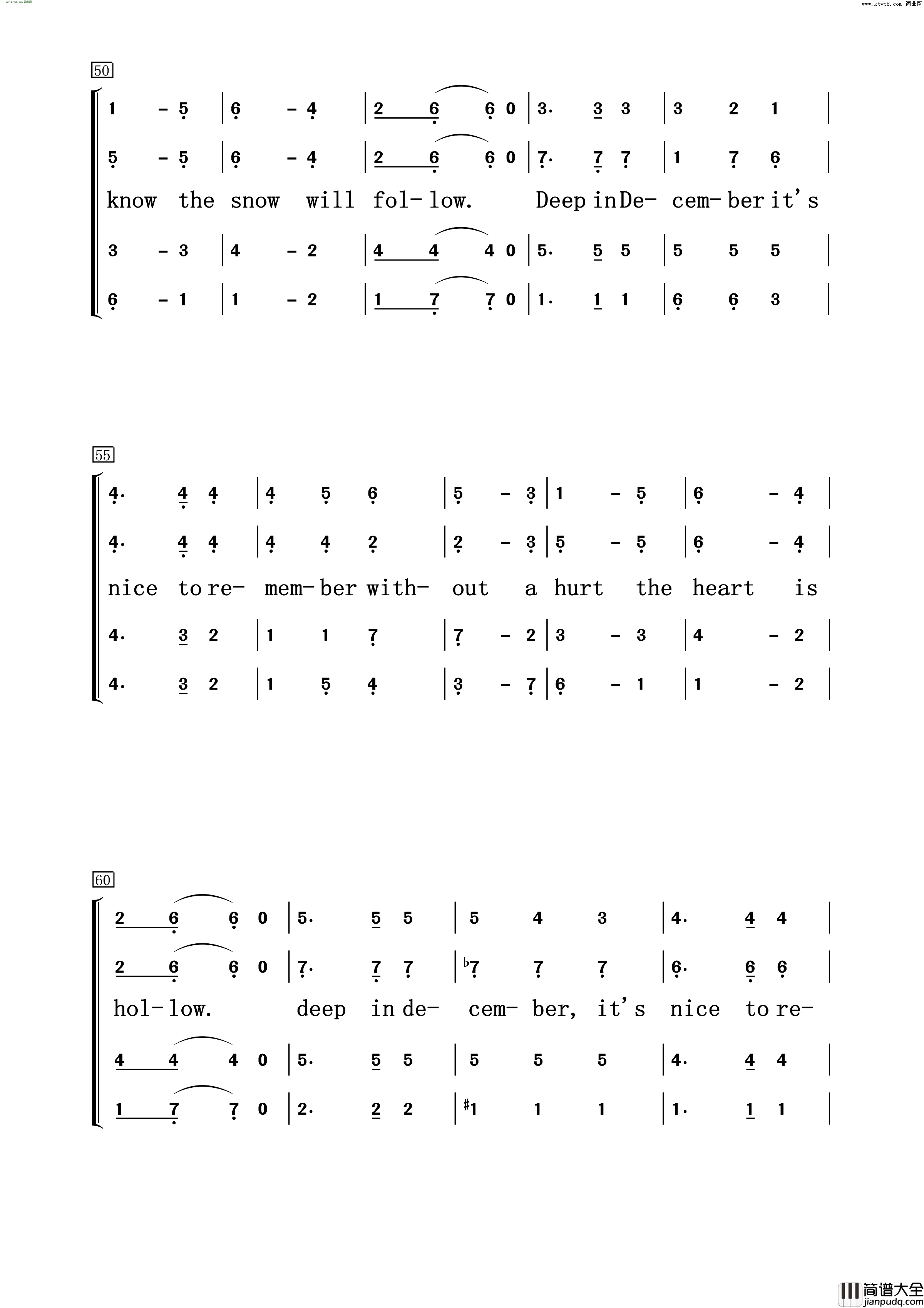 try_to_remember混声合唱简谱简谱
