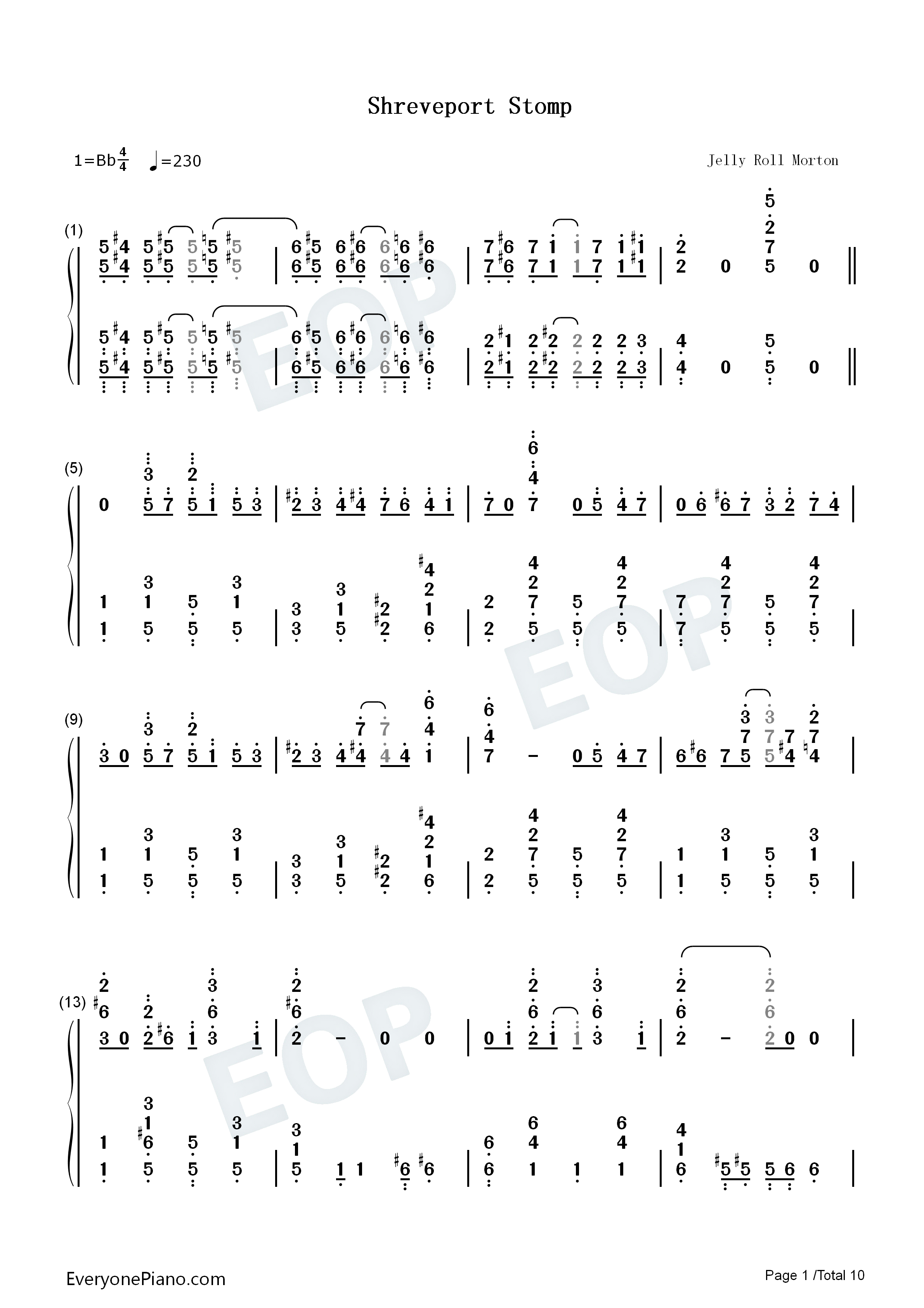 Shreveport_Stomp钢琴简谱_Jelly_Roll_Morton演唱