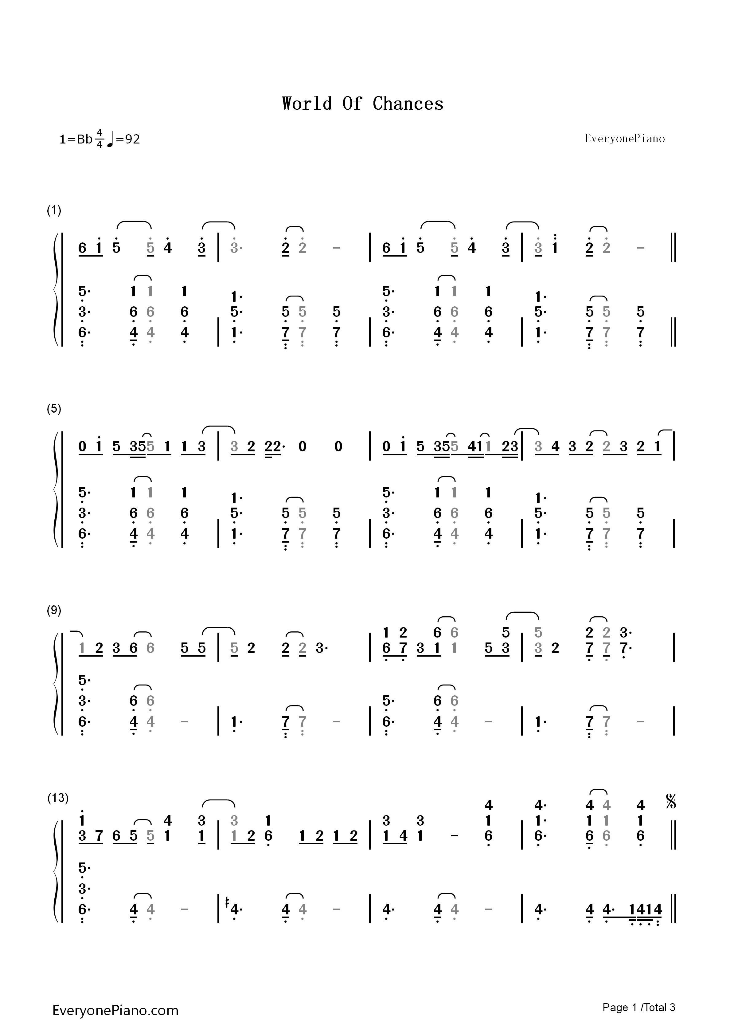 World_of_Chances钢琴简谱_Demi_Lovato演唱
