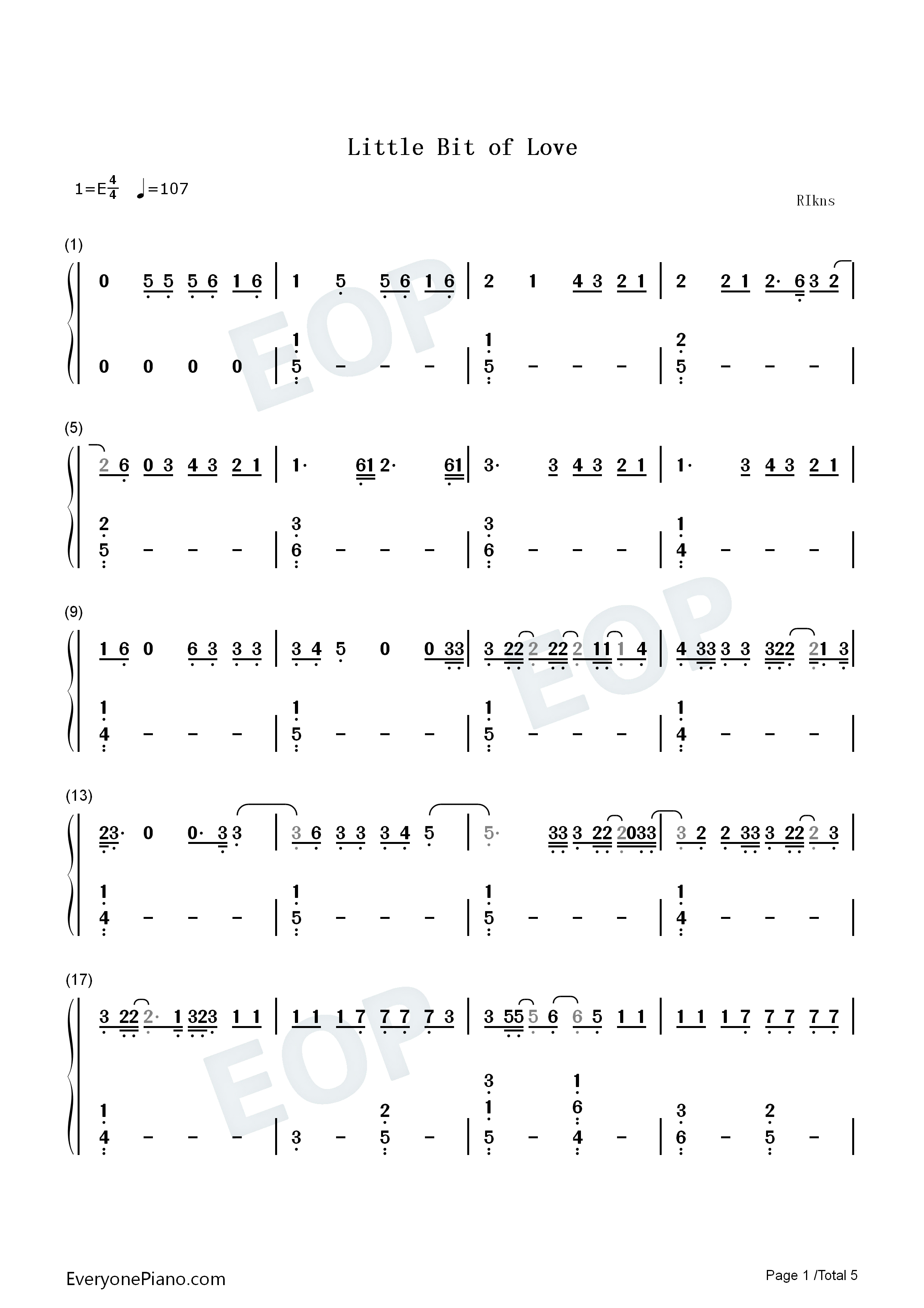 Little_Bit_of_Love钢琴简谱_Tom_Grennan演唱