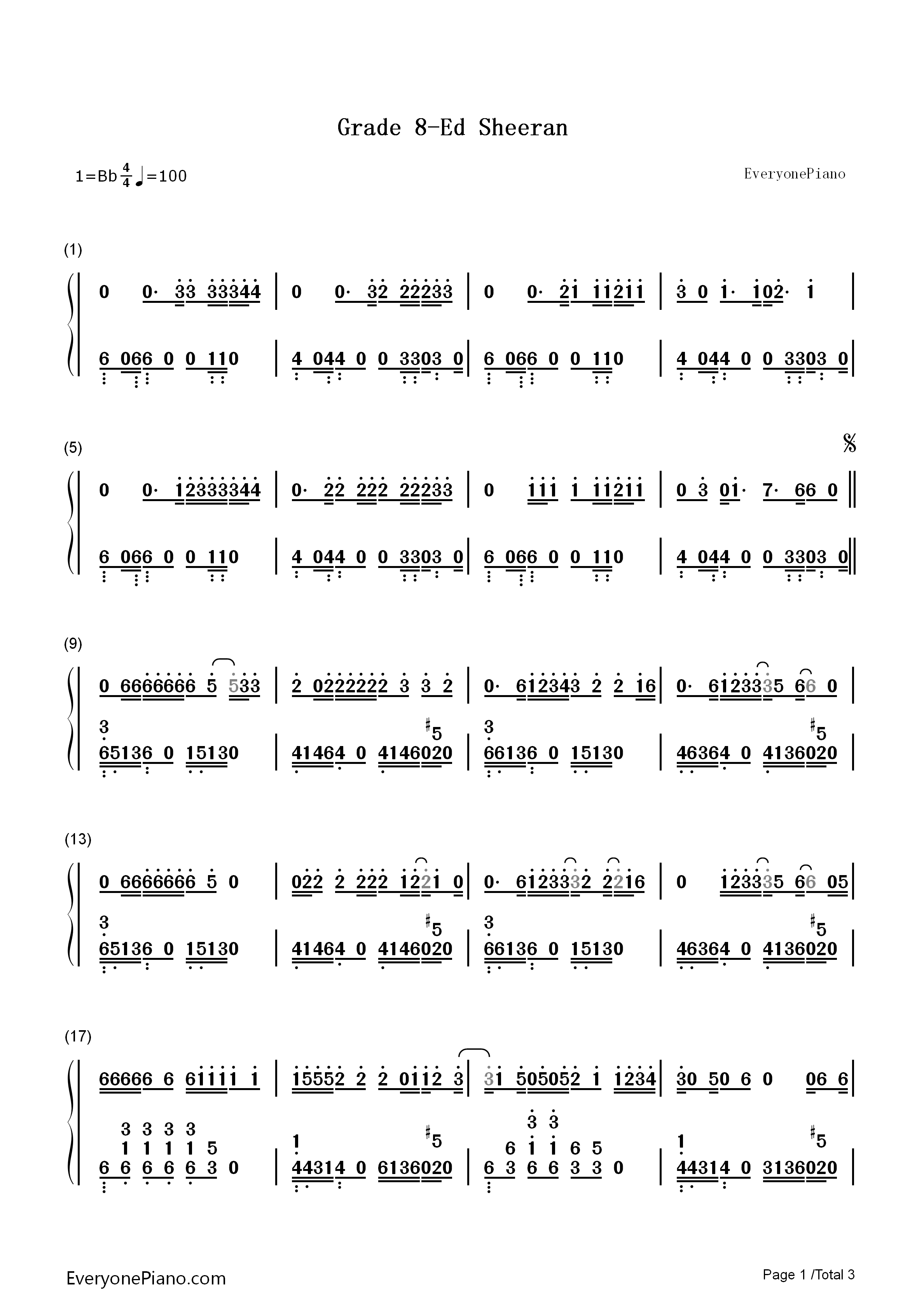 Grade_8钢琴简谱_Ed_Sheeran演唱