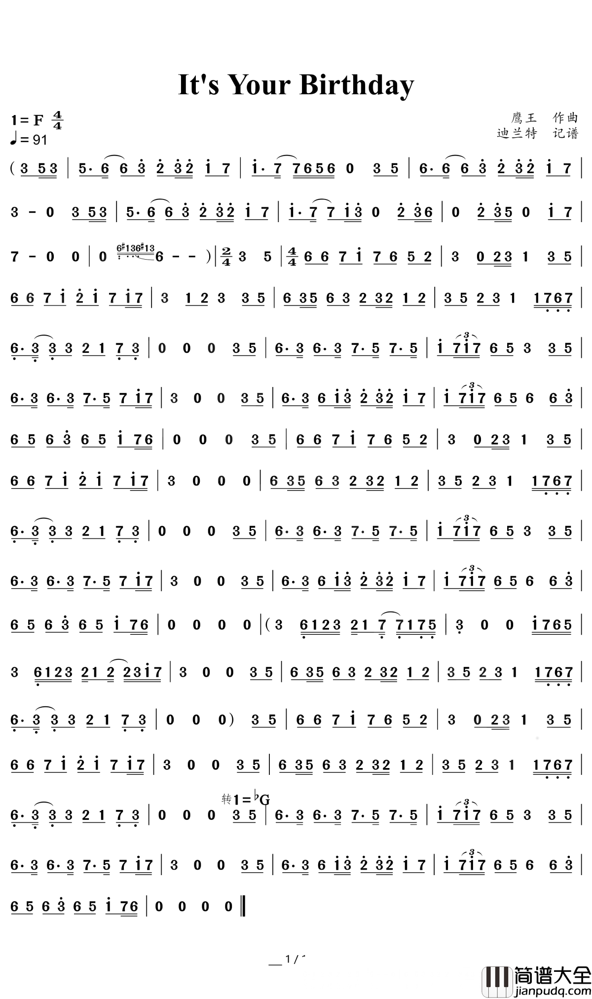 It's_Your_Birthday简谱(歌词)_谱友迪兰特上传