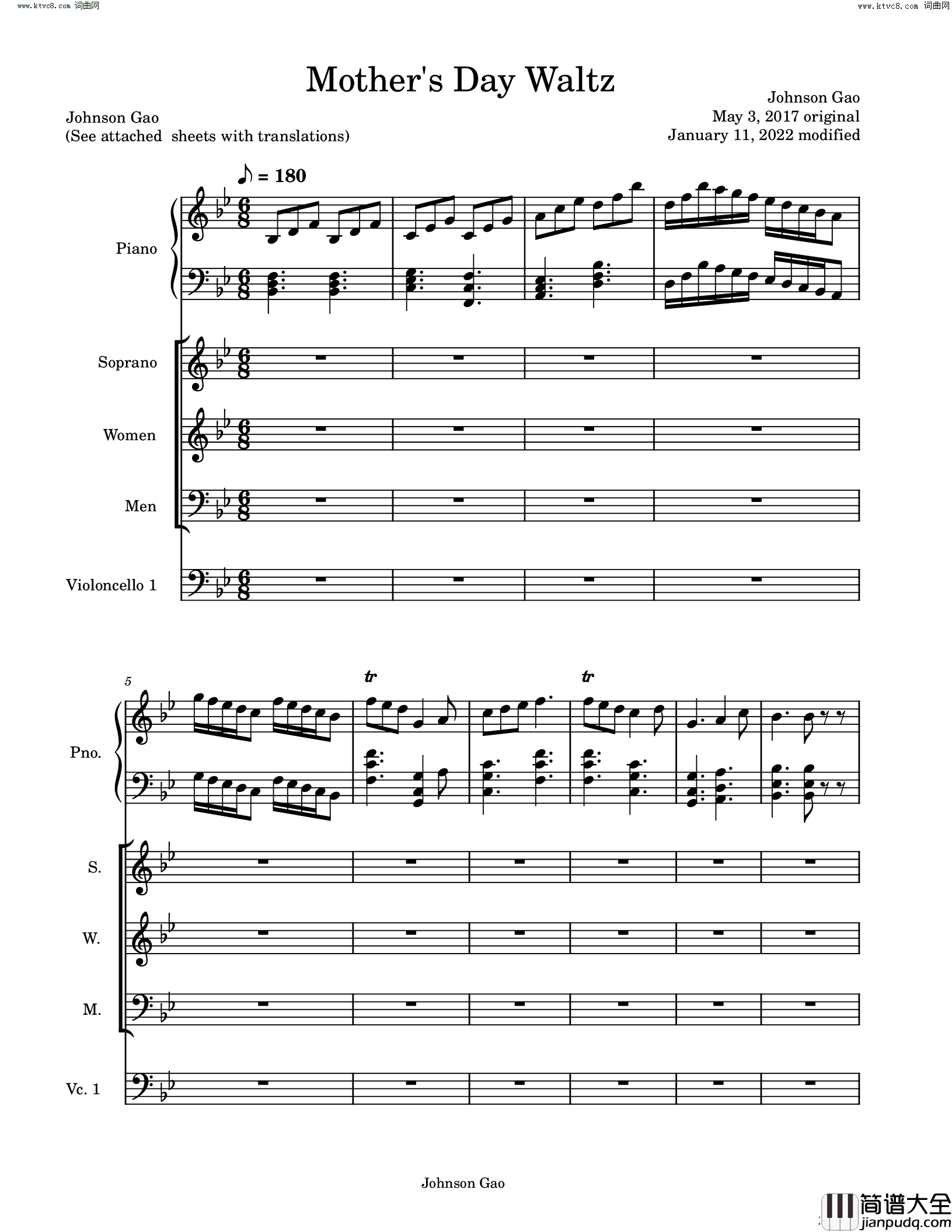 母亲节圆舞曲简谱