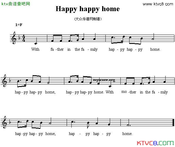 Happyhappyhome幸福快乐的家英文儿歌简谱
