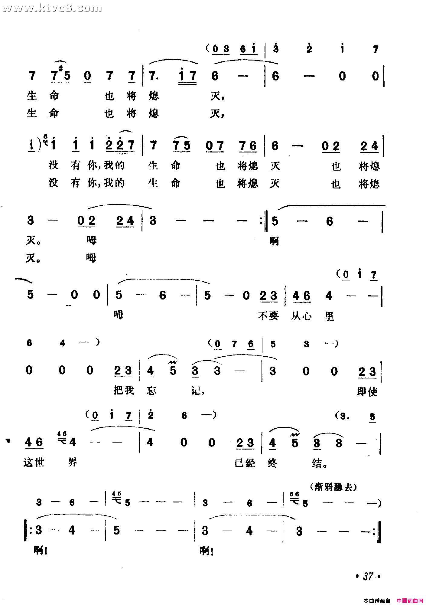 不要从心里把我忘记_阿依娜_插曲简谱