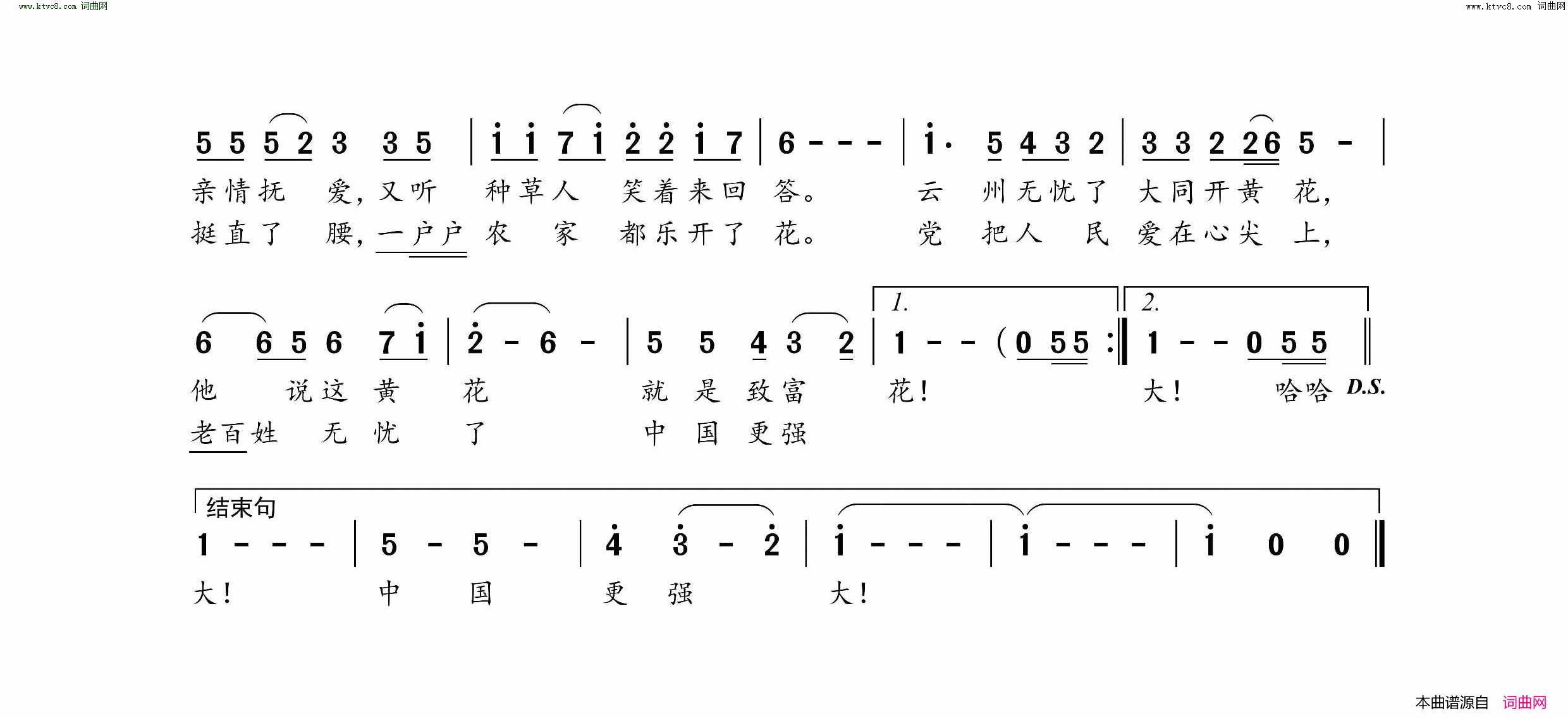 忘忧草，致富花简谱