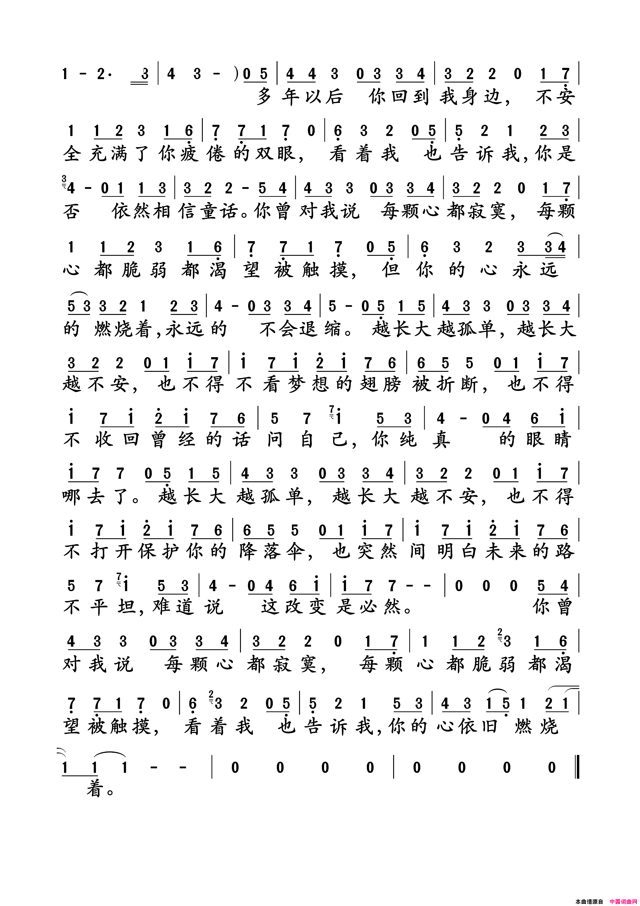 越长大越孤单简谱_牛奶咖啡演唱_富妍/格非词曲