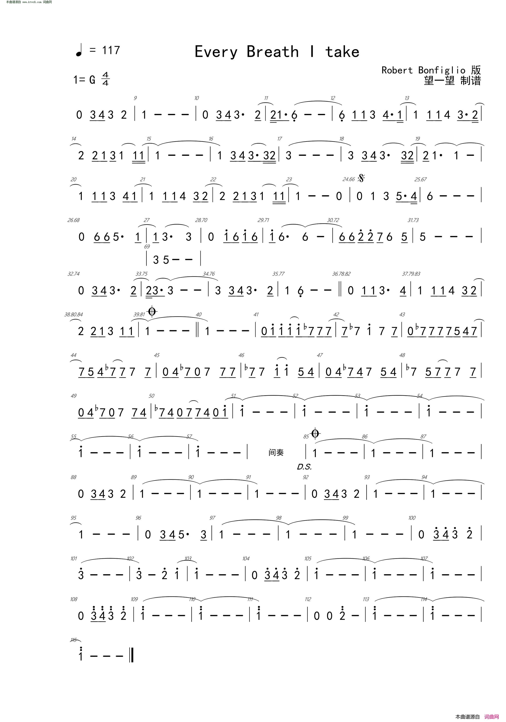 Every_Breath_I_take简谱_RobertBonfiglio演唱