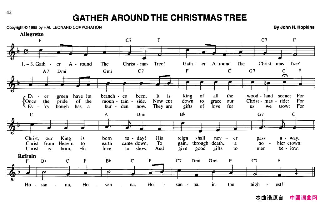 GATHERAROUNDTHECHRISTMASTREE简谱