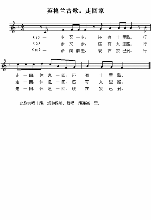 走回家简谱