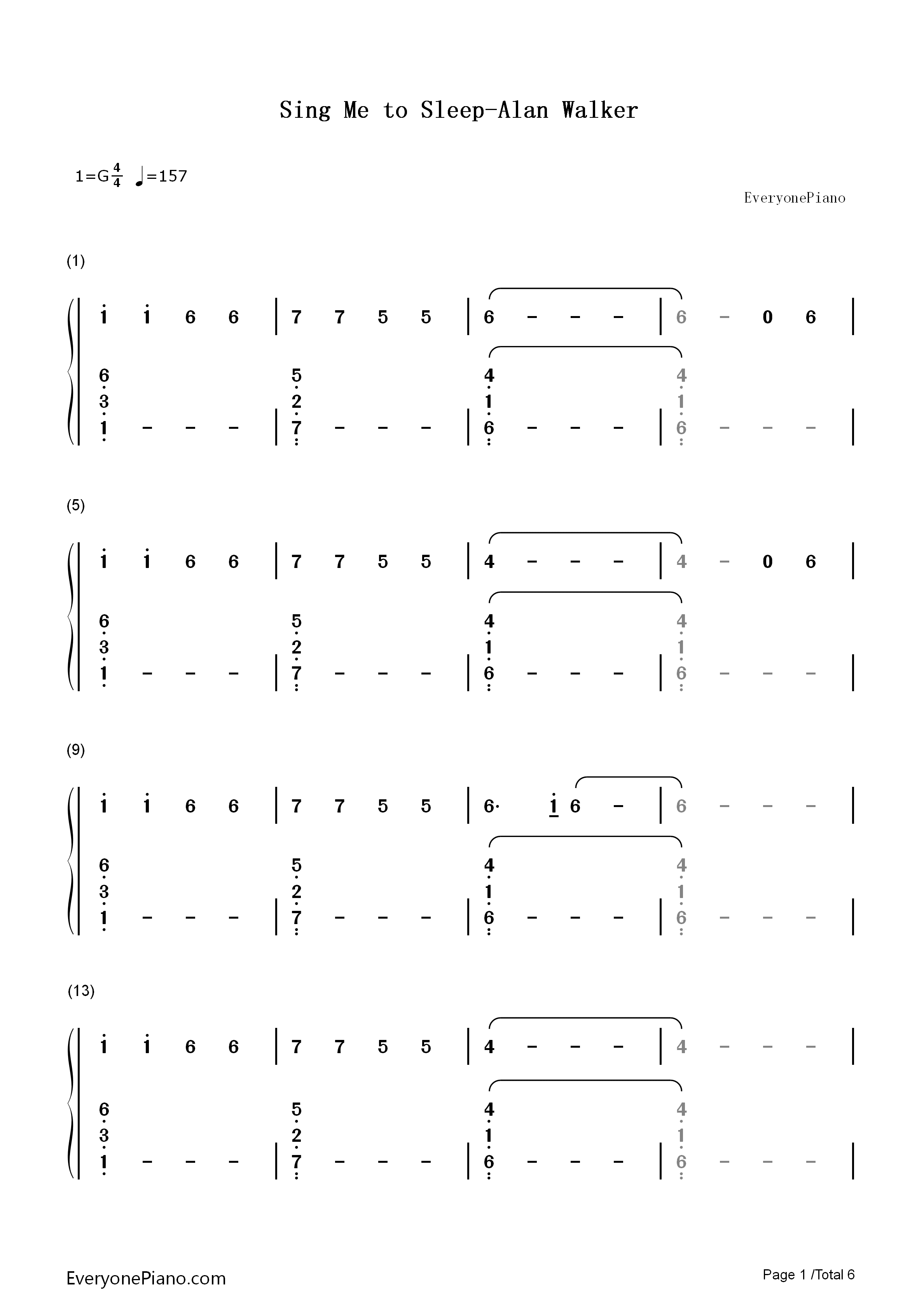 Sing_Me_to_Sleep钢琴简谱_Alan_Walker演唱
