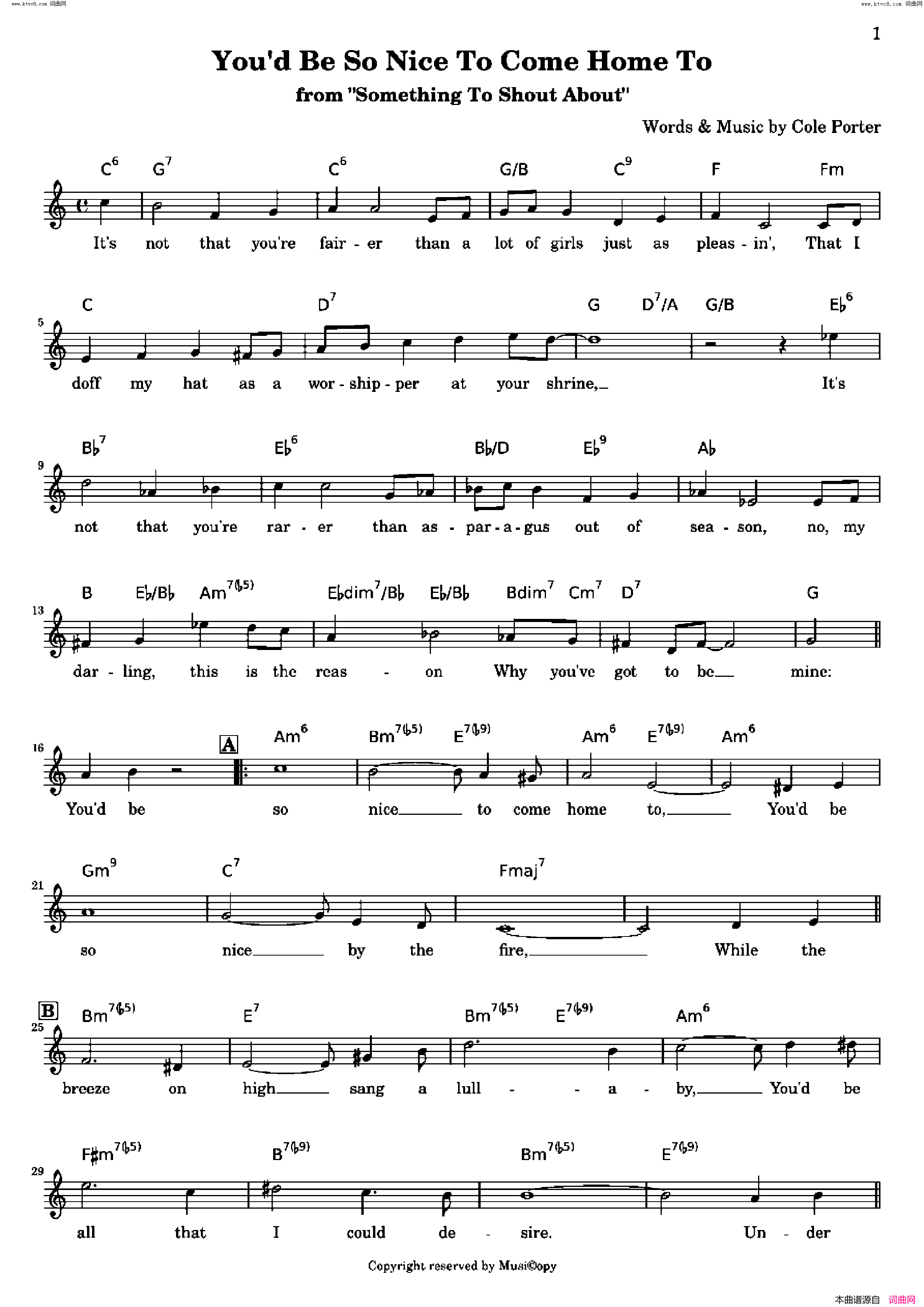 You&acute;d_Be_So_Nice_To_Come_Home_To歌曲_人声伴奏简谱